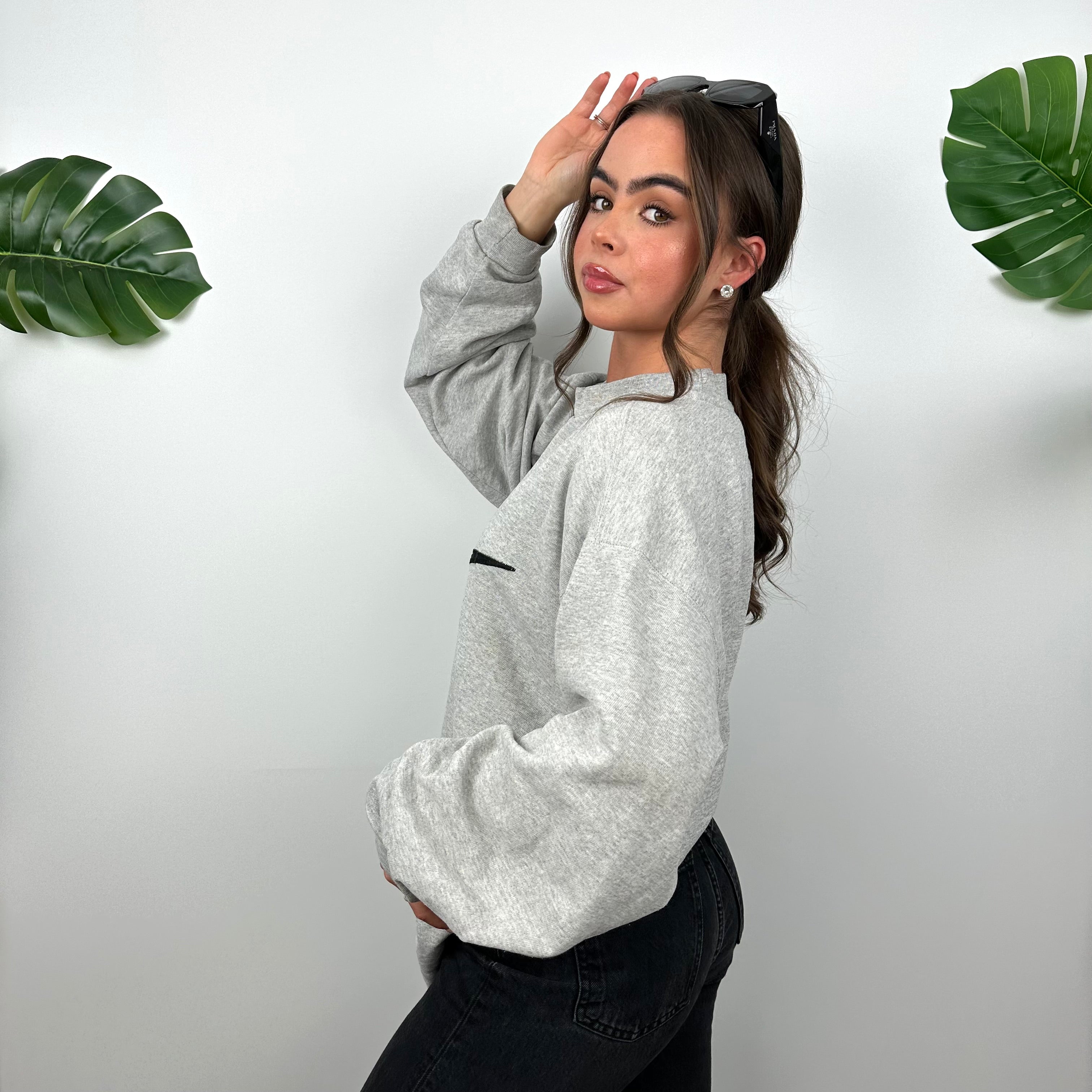 Nike Grey Embroidered Swoosh Sweatshirt (L)