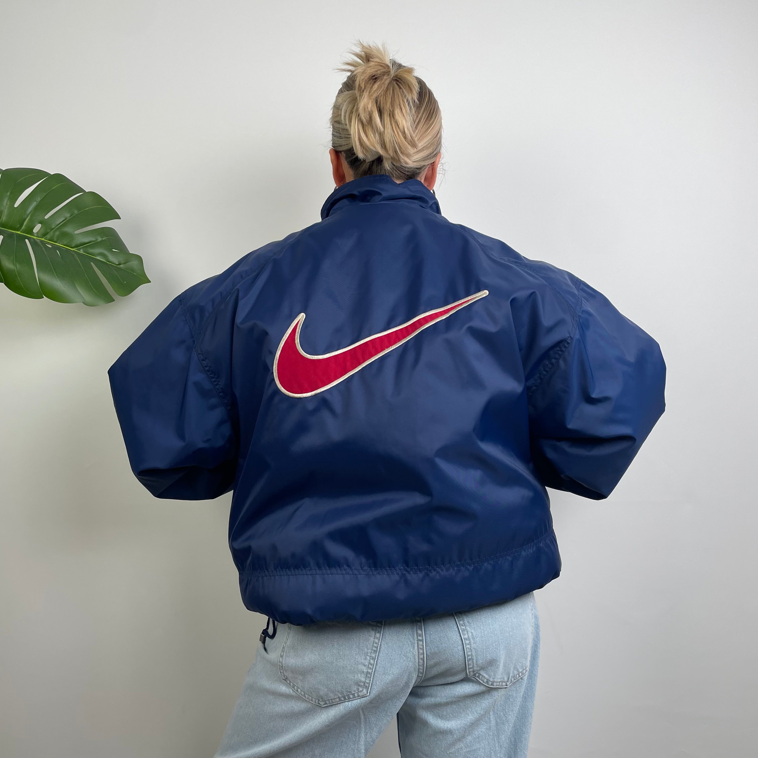 Nike RARE Navy Embroidered Swoosh Padded Jacket (XXL)