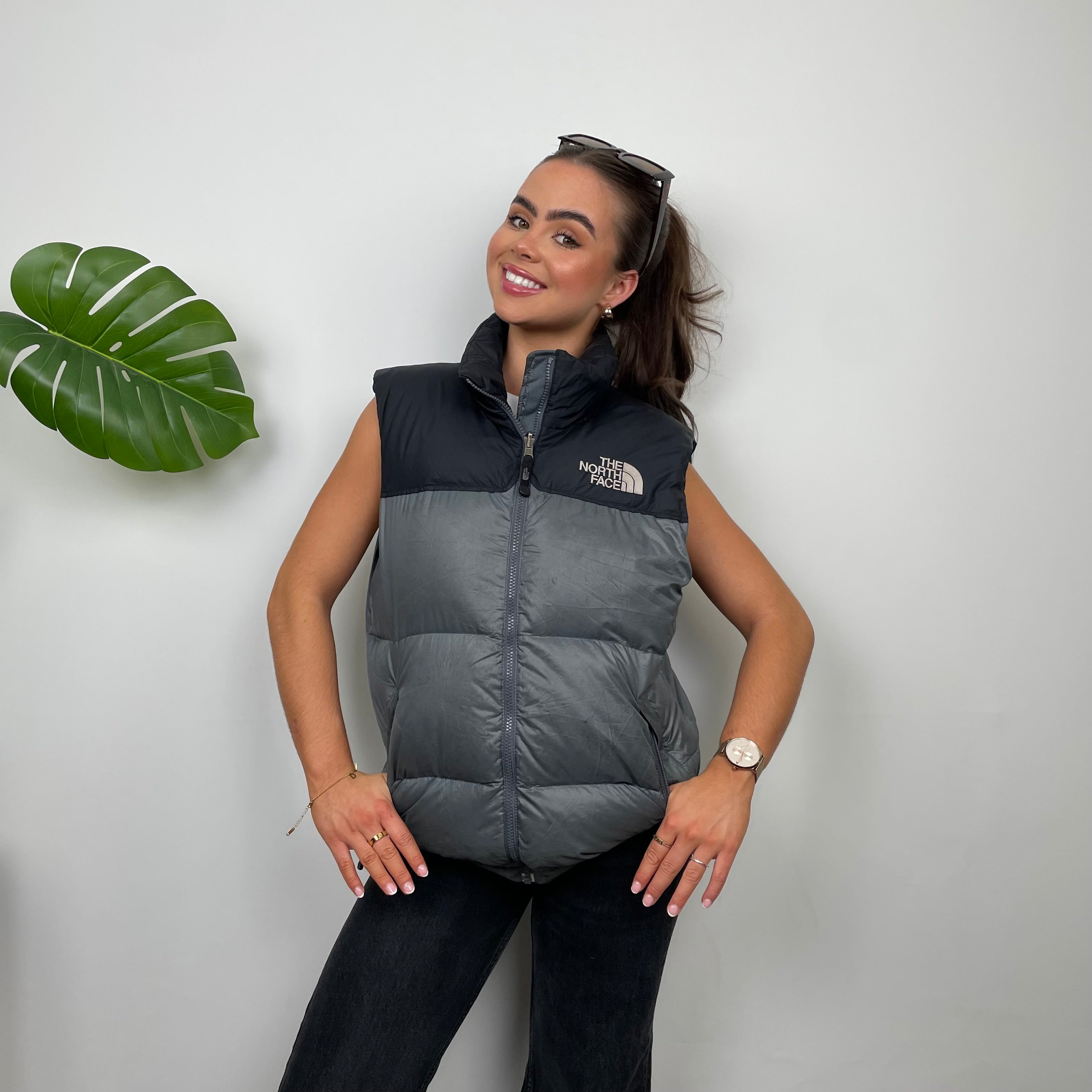 The North Face Grey Nuptse 700 Puffer Gilet (M)