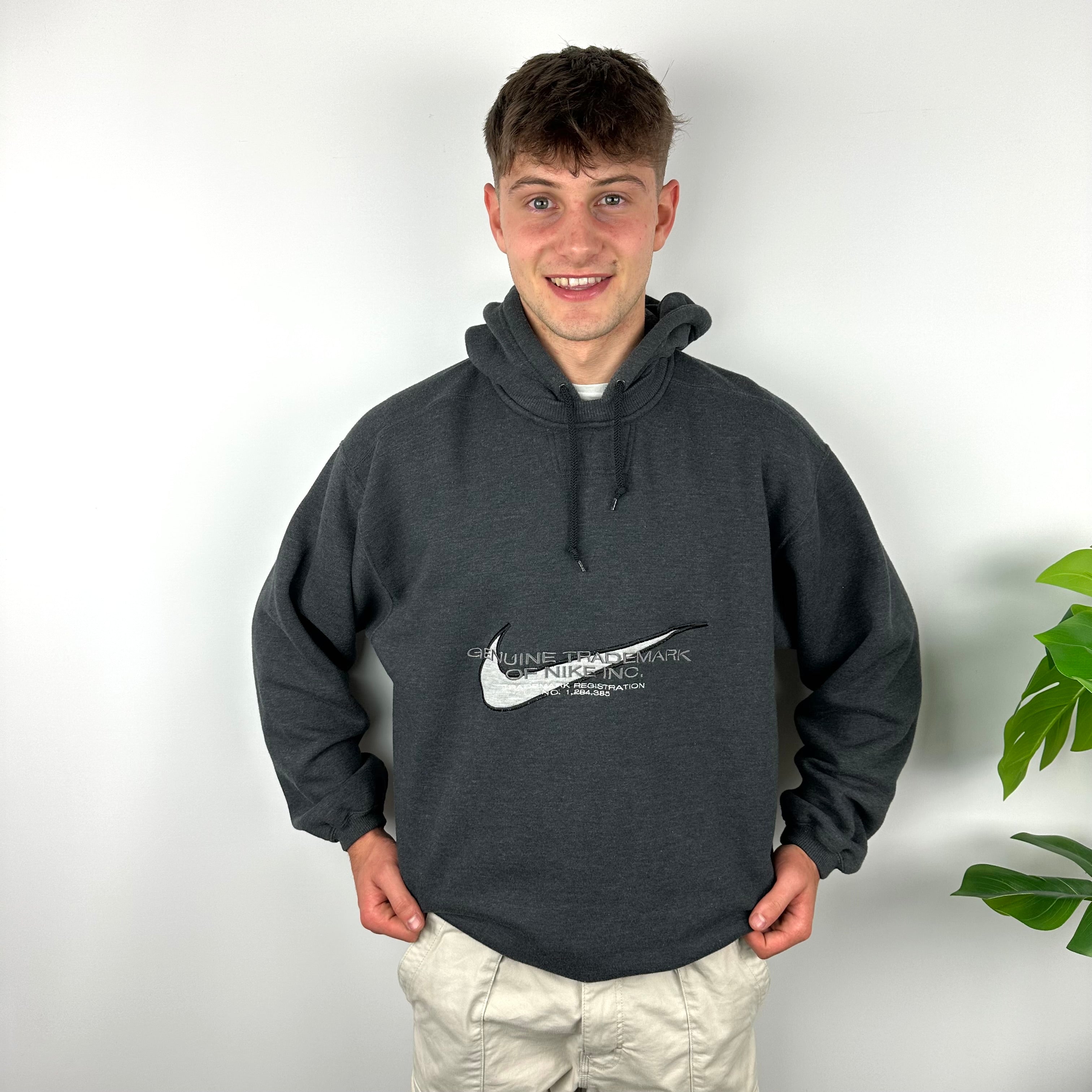 Nike Grey Embroidered Spell Out Hoodie (L)