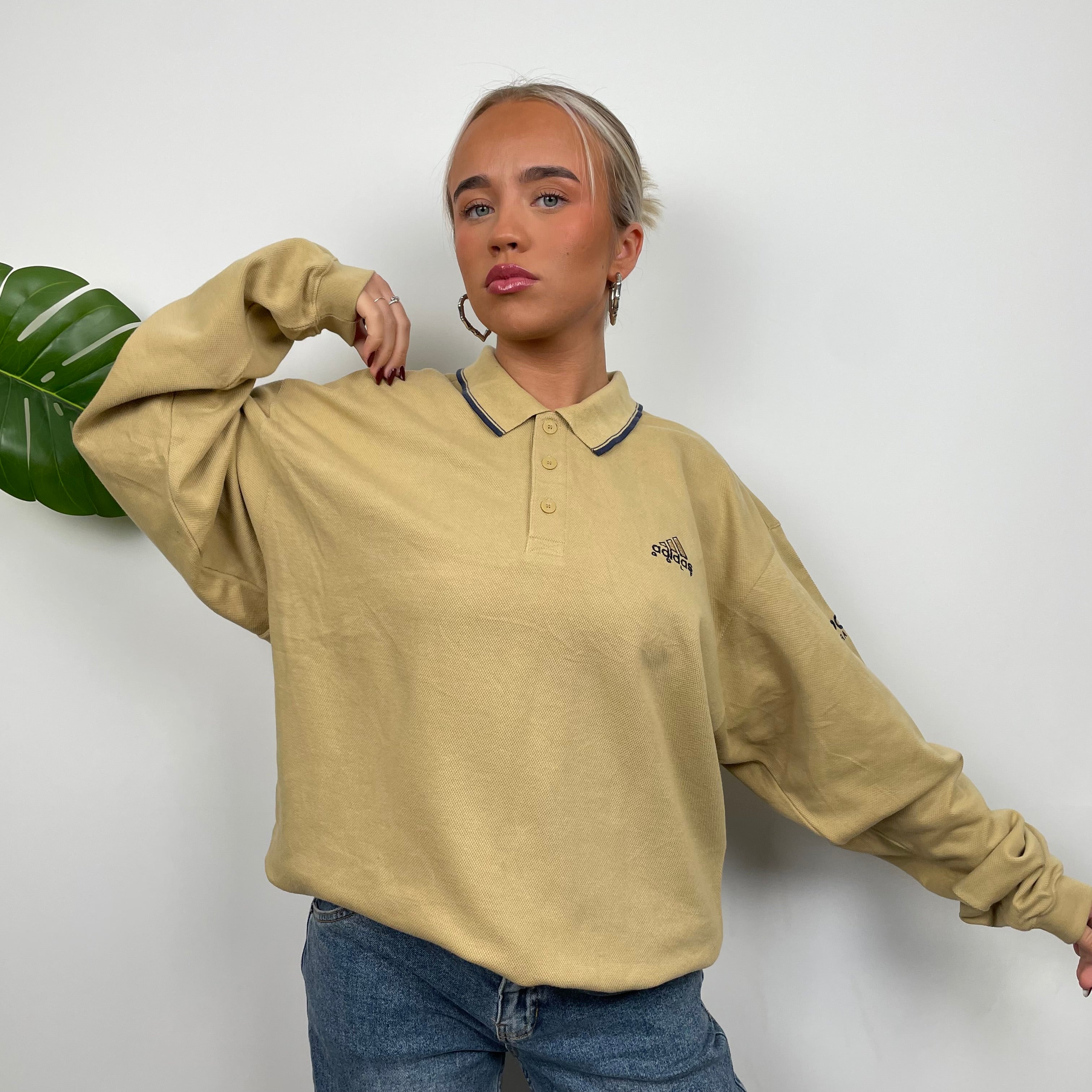 Adidas Golf RARE Tan Embroidered Spell Out Sweatshirt (L)