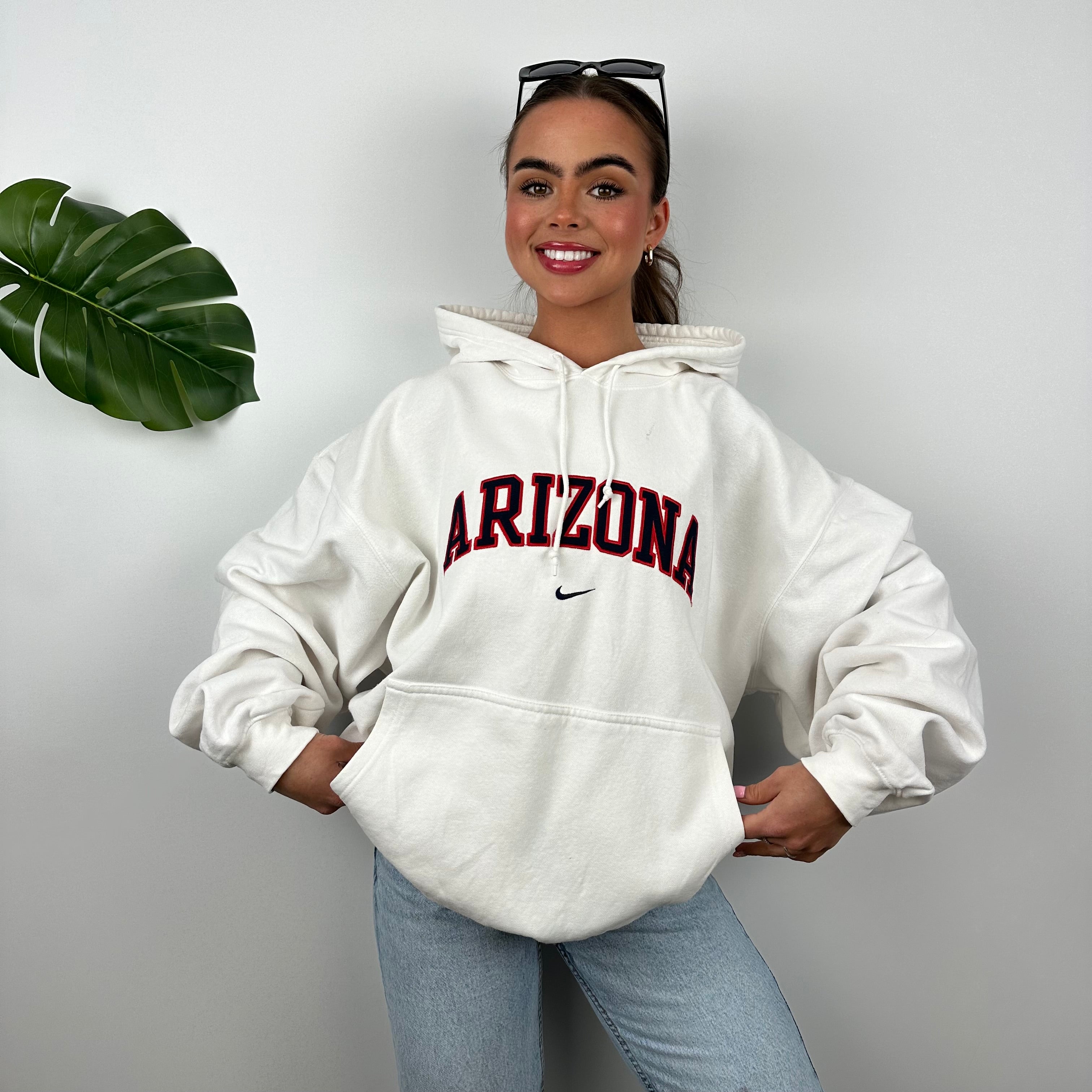 Nike x Arizona White Embroidered Spell Out Hoodie (XXL)