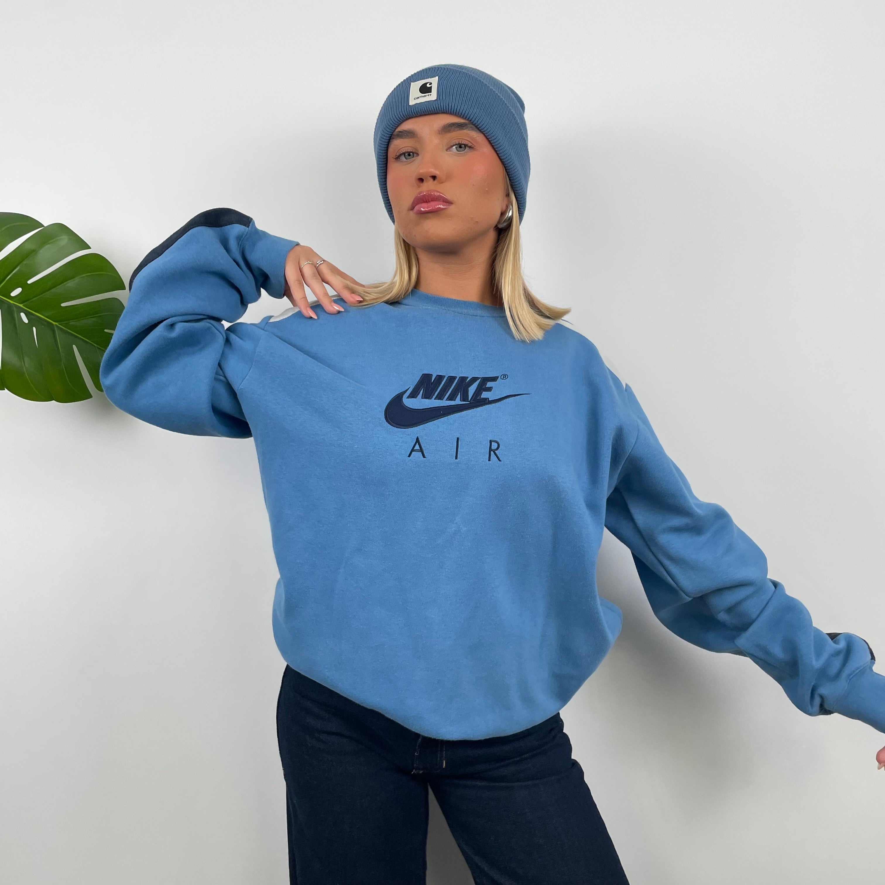 Nike Baby Blue Embroidered Spell Out Sweatshirt (L)