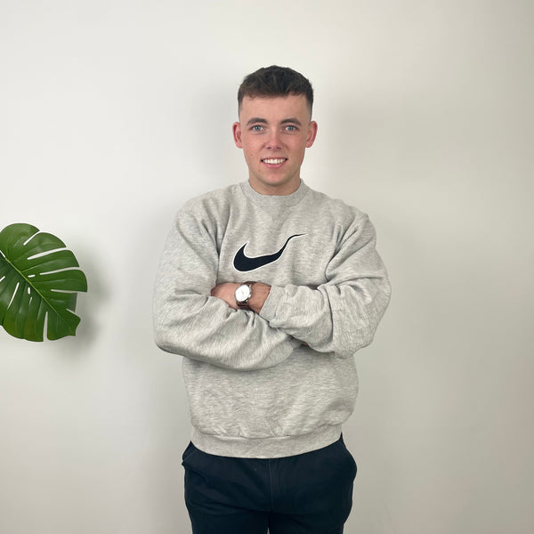 Nike Grey Embroidered Swoosh Sweatshirt (L)