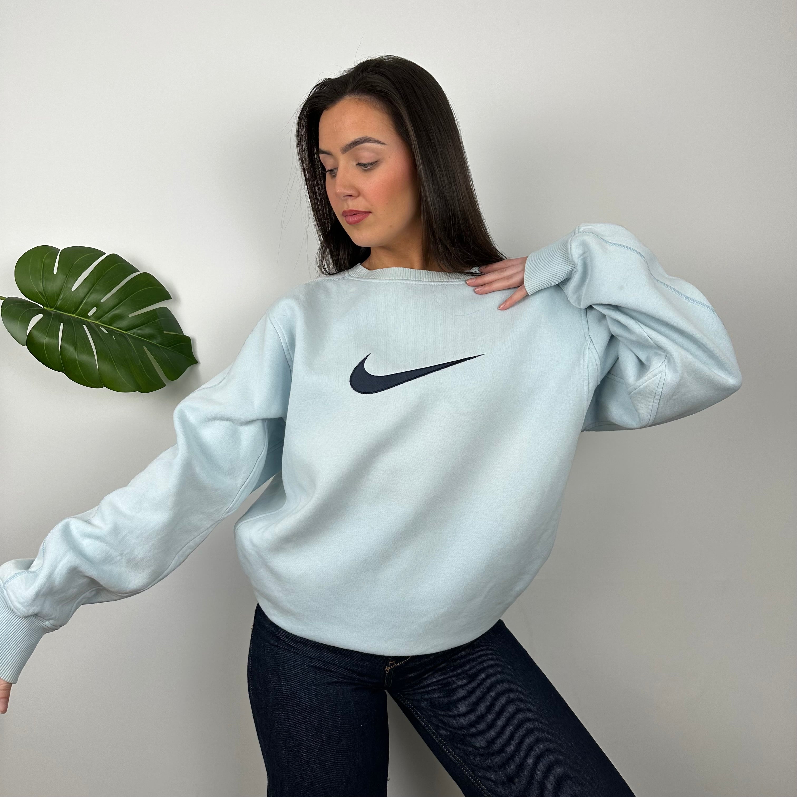 Nike Baby Blue Embroidered Swoosh Sweatshirt (L)