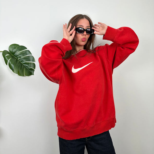 Nike Red Embroidered Swoosh Sweatshirt (XL)