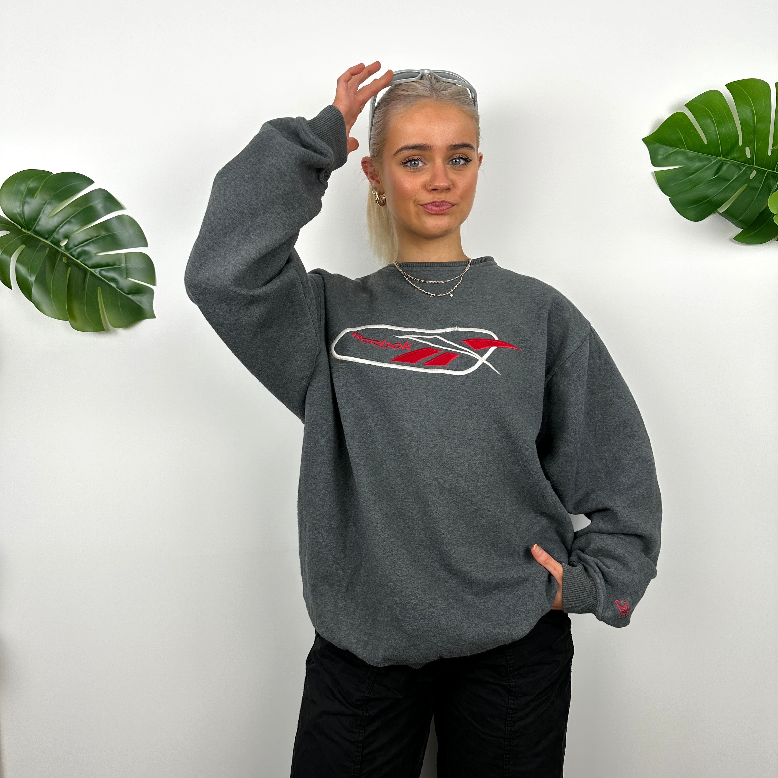 Reebok Grey Embroidered Logo Sweatshirt (XL)