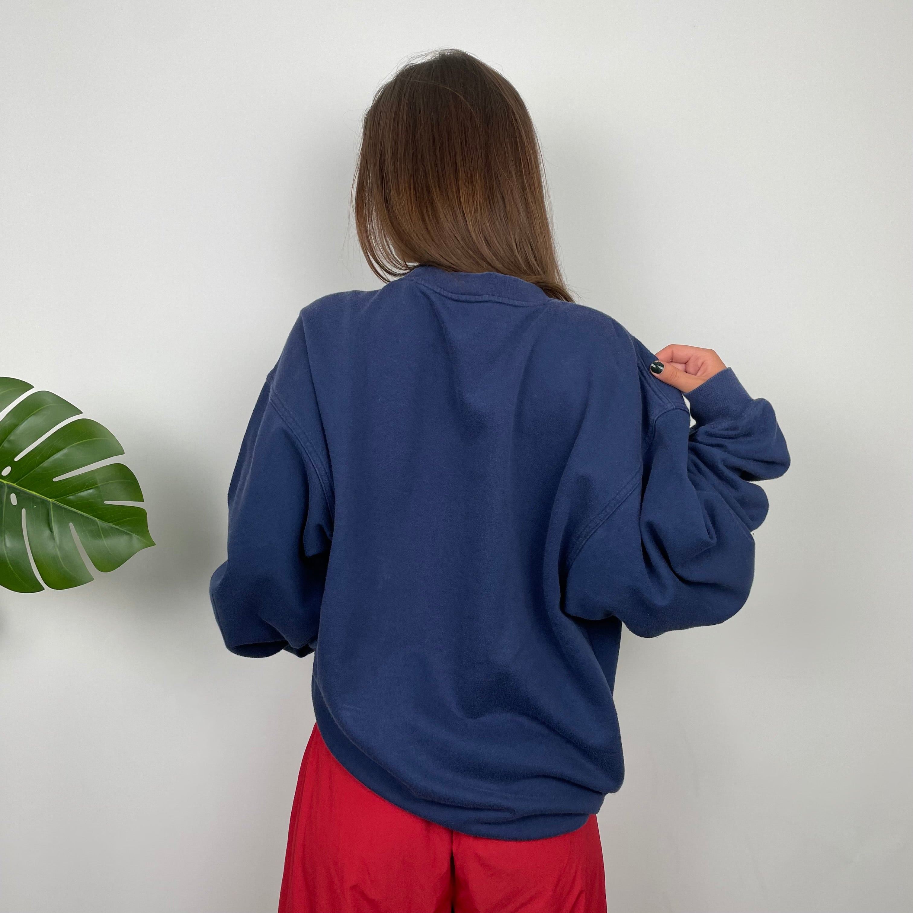 Adidas Navy Embroidered Spell Out Sweatshirt (XL)