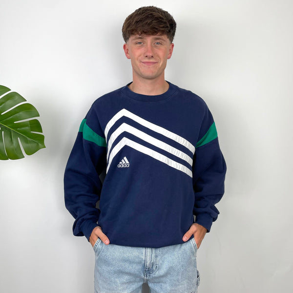 Adidas Embroidered Spell Out Colour Block Sweatshirt (L)