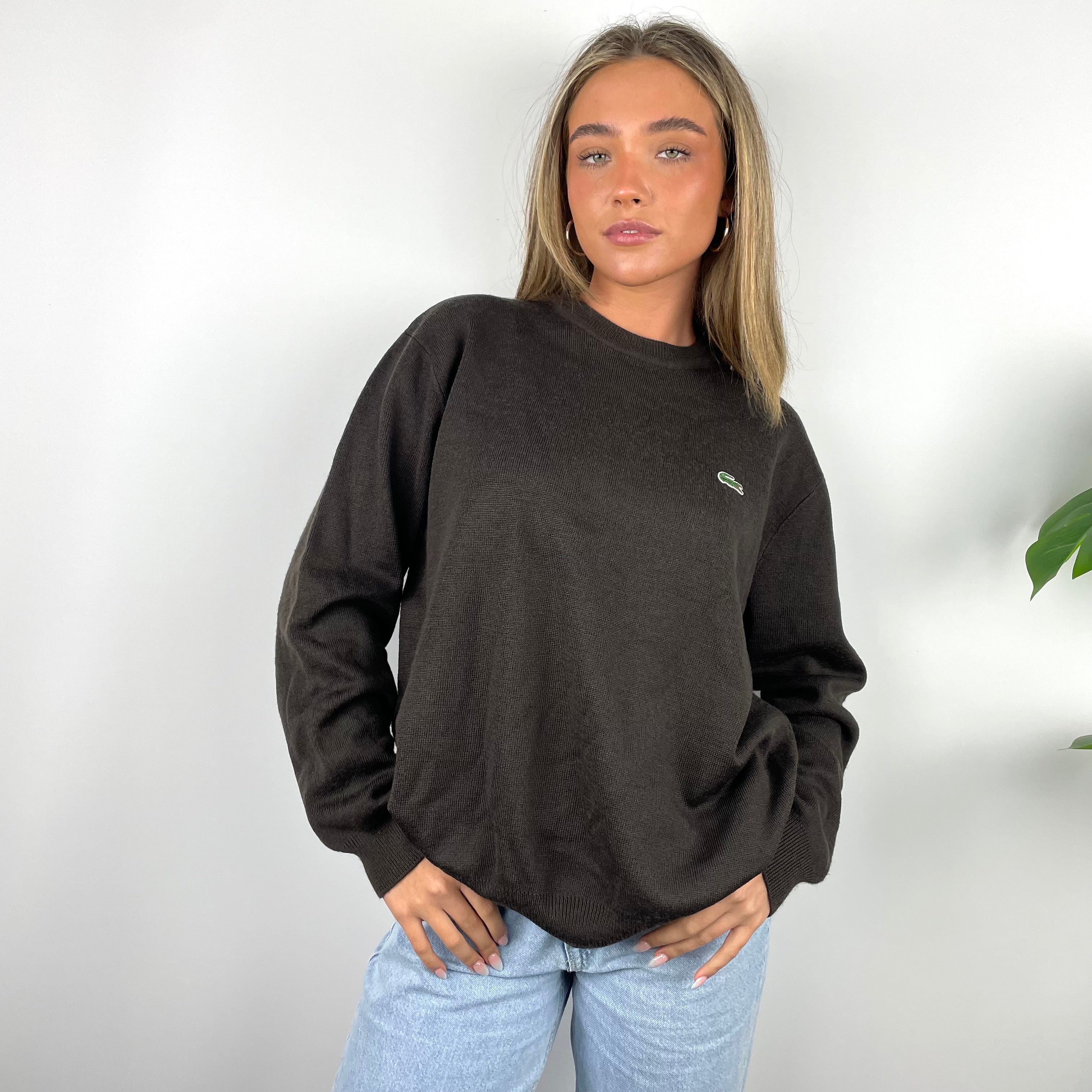 Lacoste RARE Brown Embroidered Logo Sweater (S)