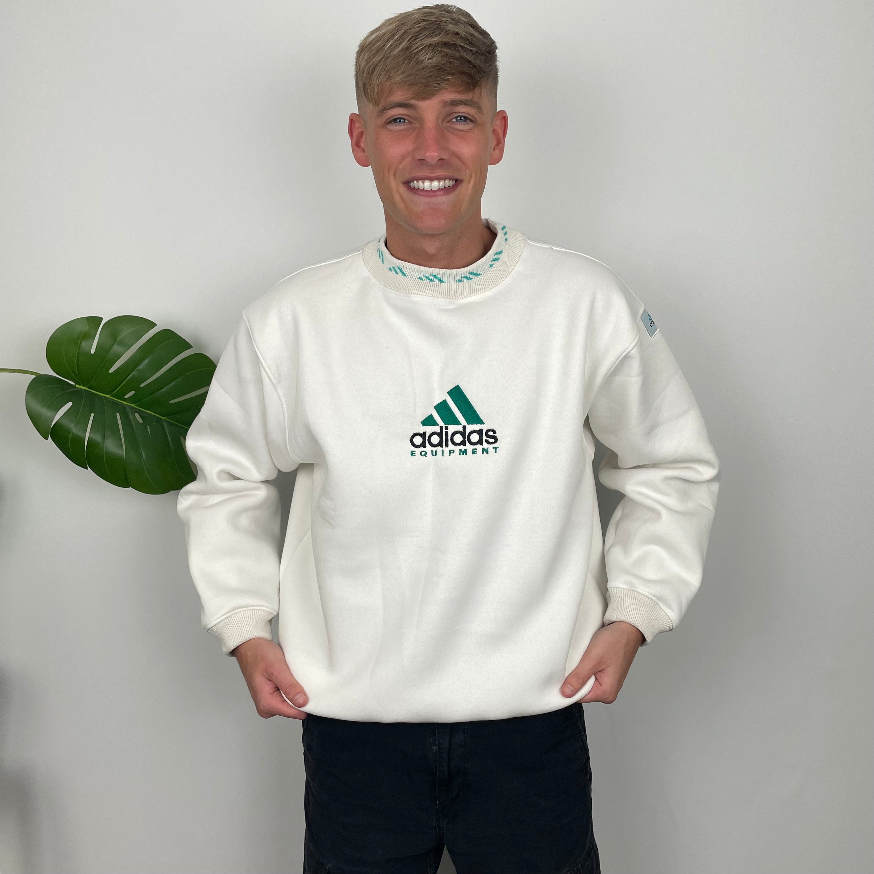 Adidas Equipment White Embroidered Spell Out Sweatshirt (S)