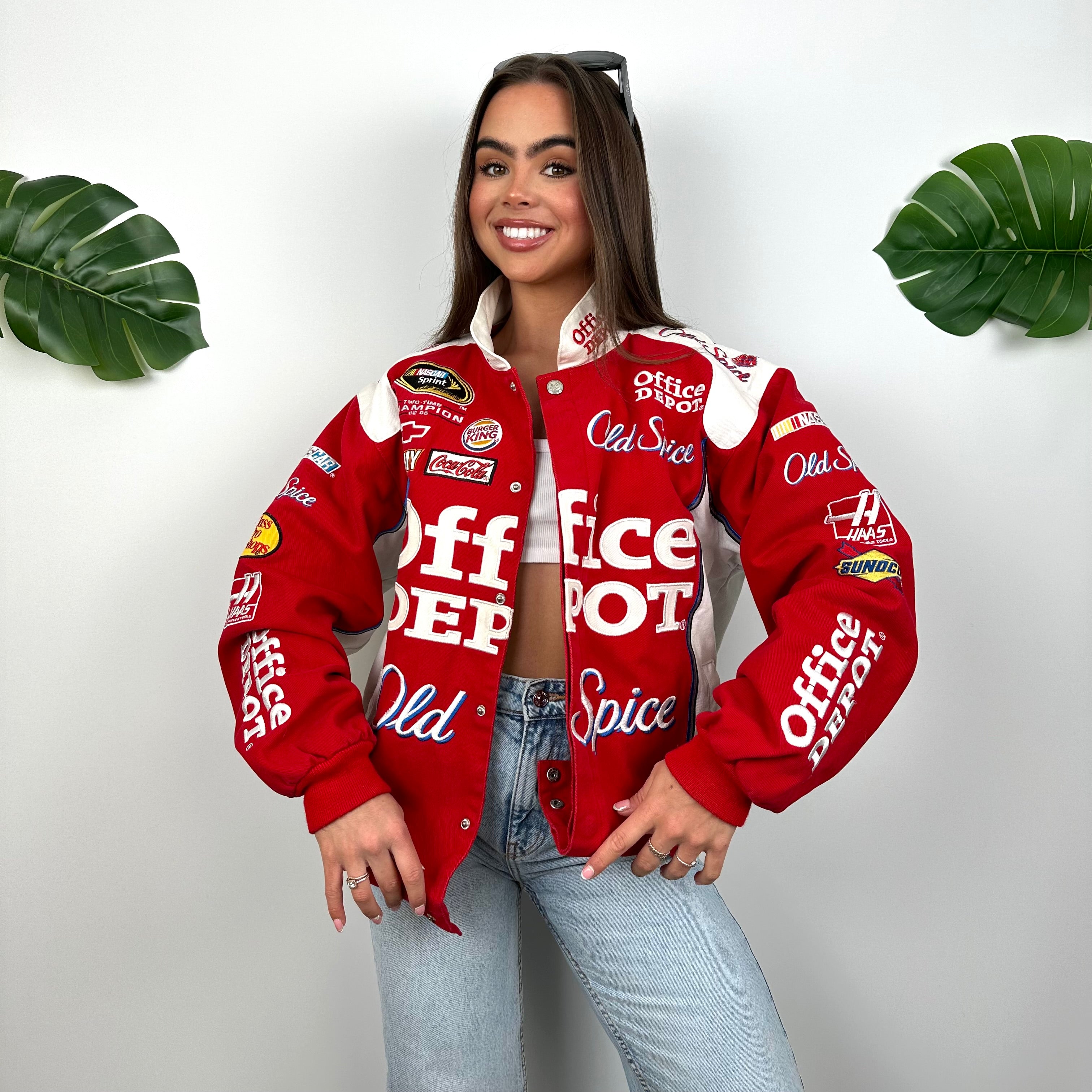 Office Depot X Old Spice Red & White NASCAR Racing Jacket (M)