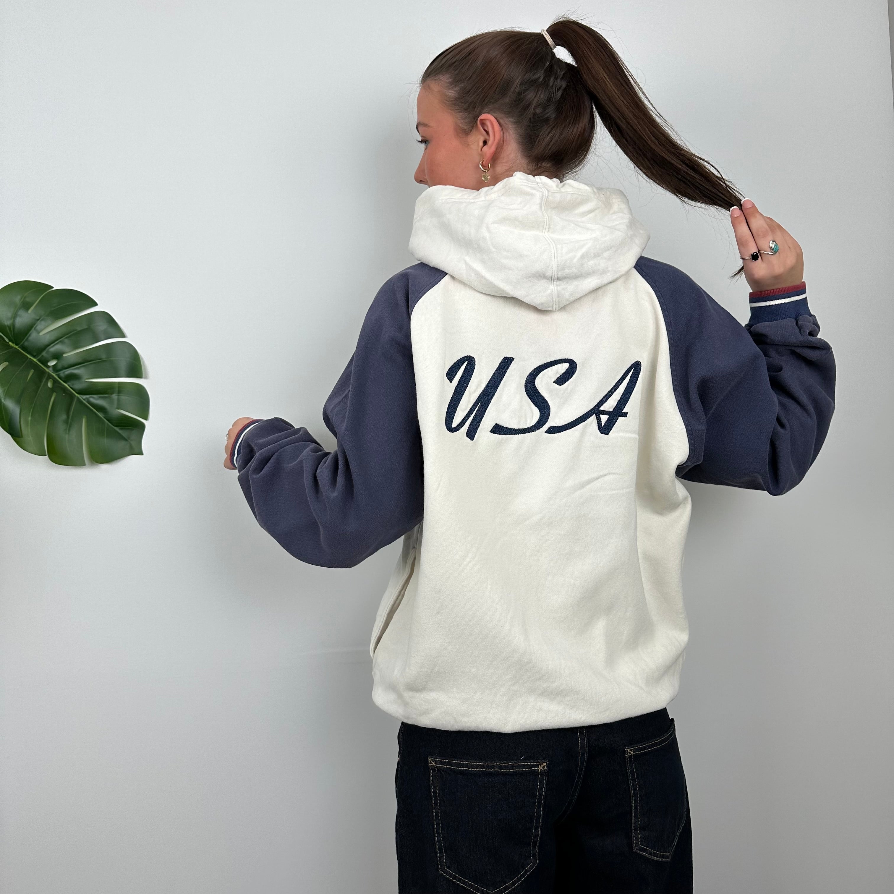 Nike x USA Track and Field RARE White Embroidered Spell Out Zip Up Hoodie Jacket (M)