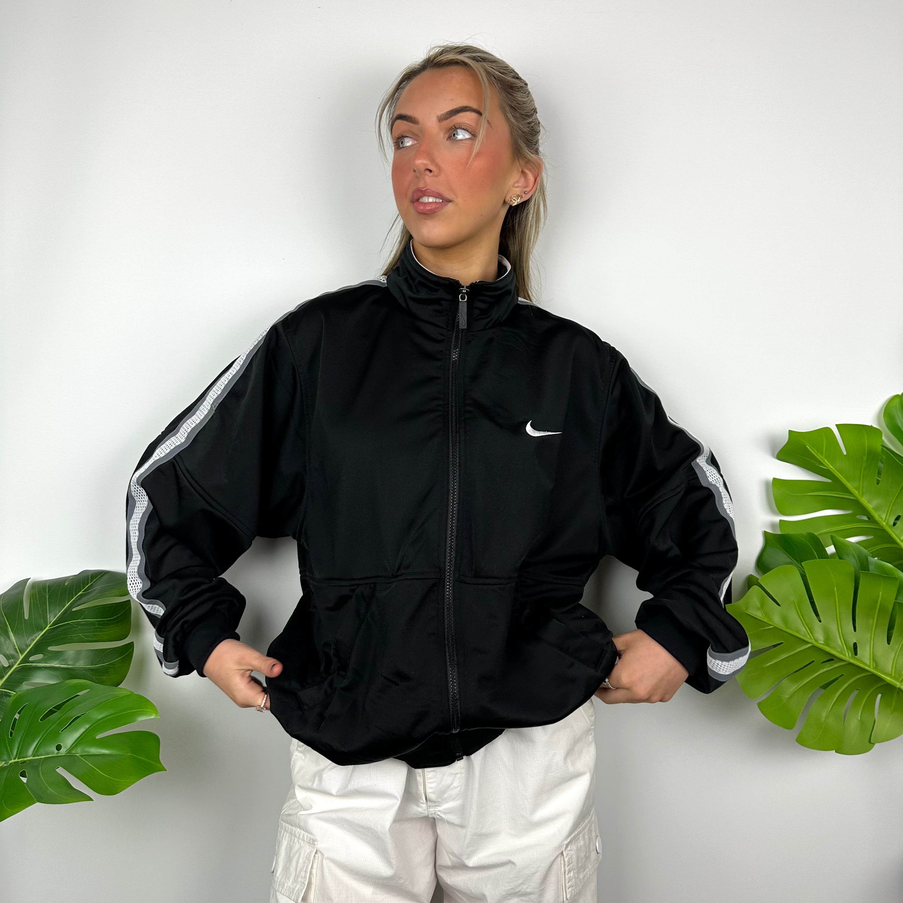 Nike Black Embroidered Swoosh Zip Up Track Jacket (M)