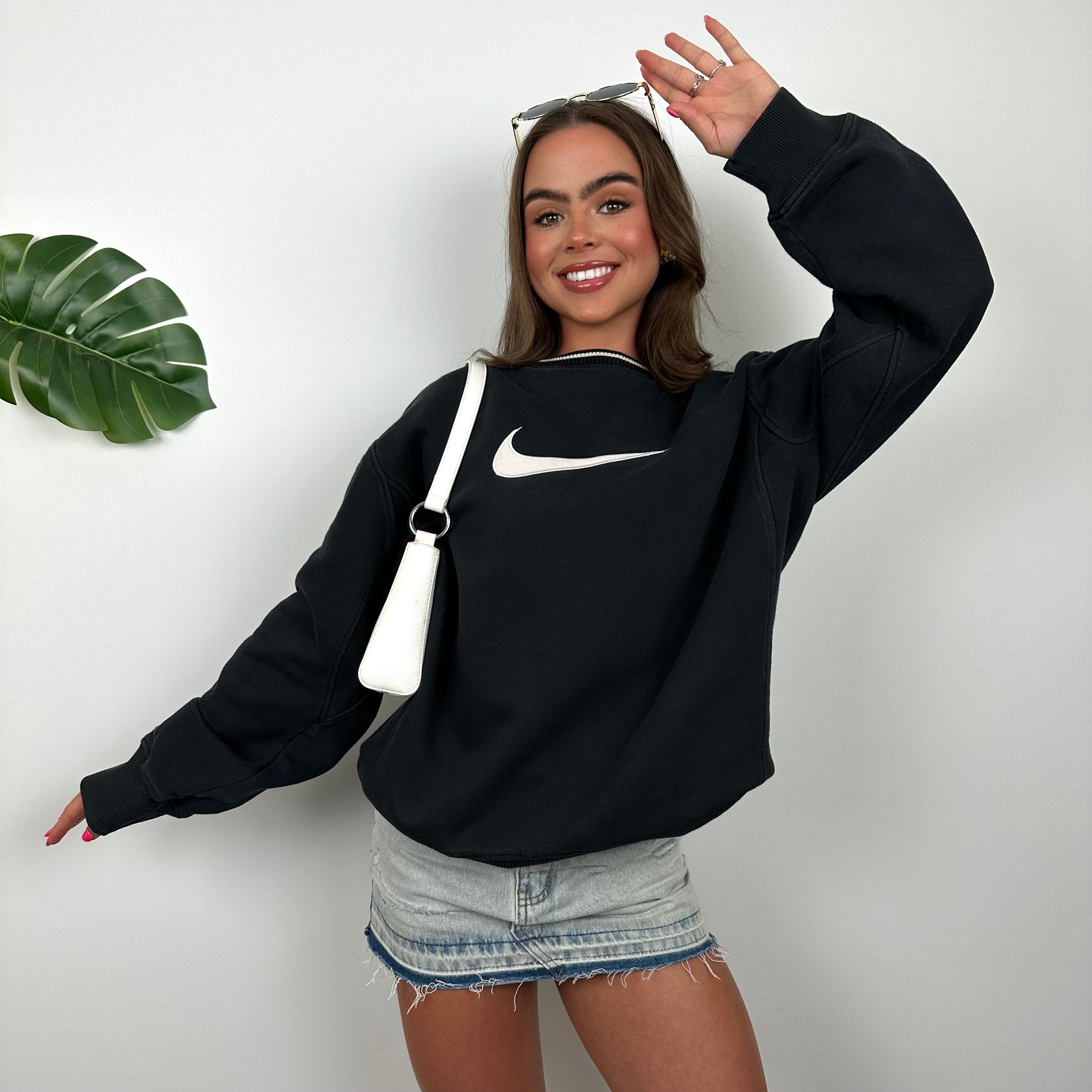 Nike Black Embroidered Swoosh Sweatshirt (L)