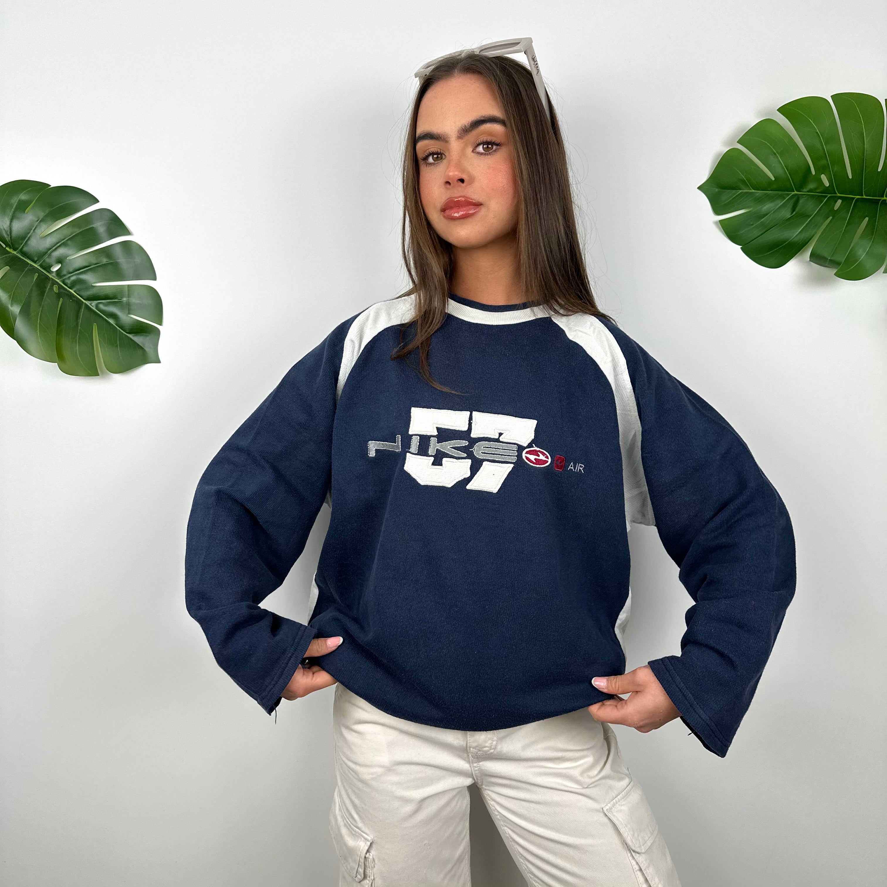 Nike Navy Embroidered Spell Out Sweatshirt (M)