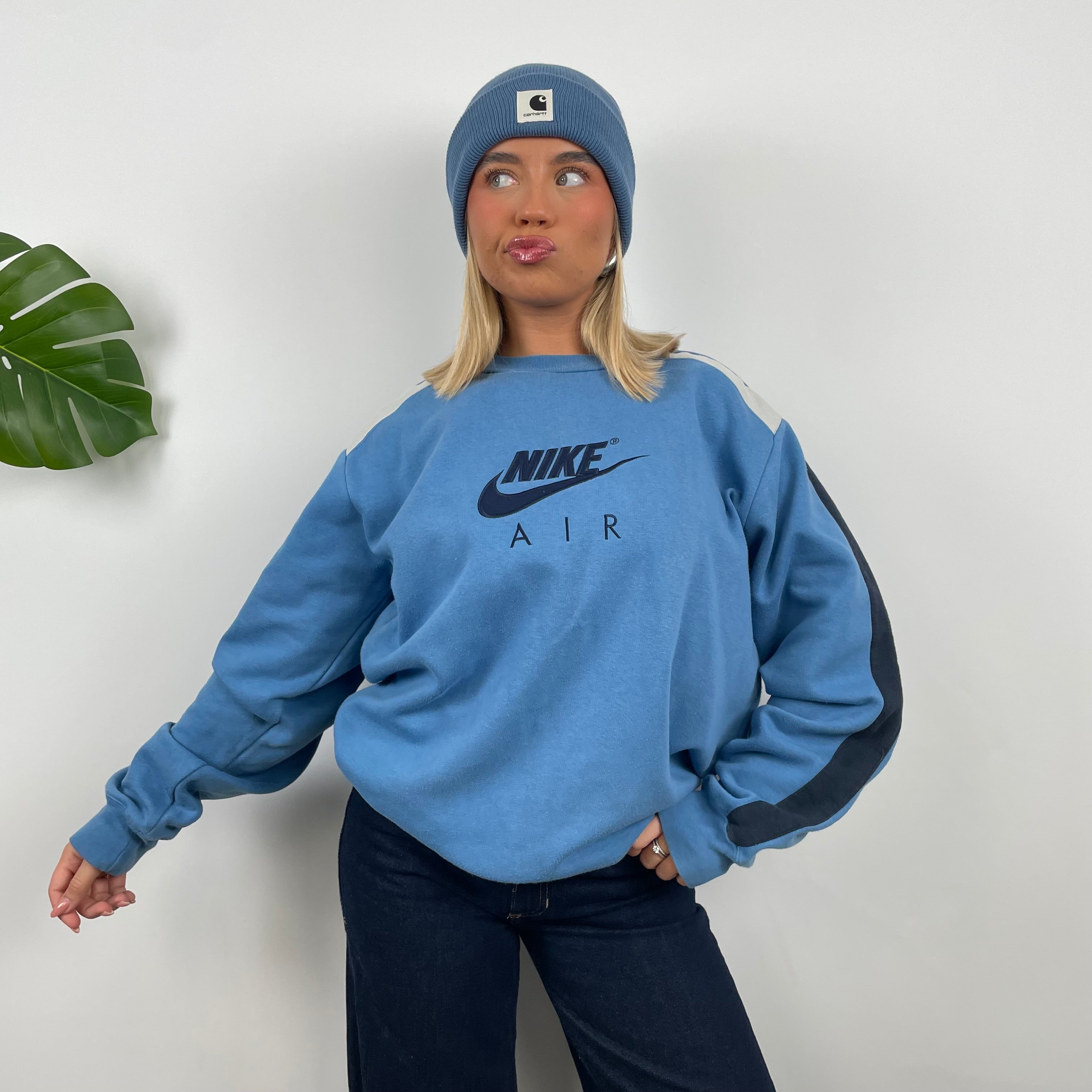 Nike Baby Blue Embroidered Spell Out Sweatshirt (L)