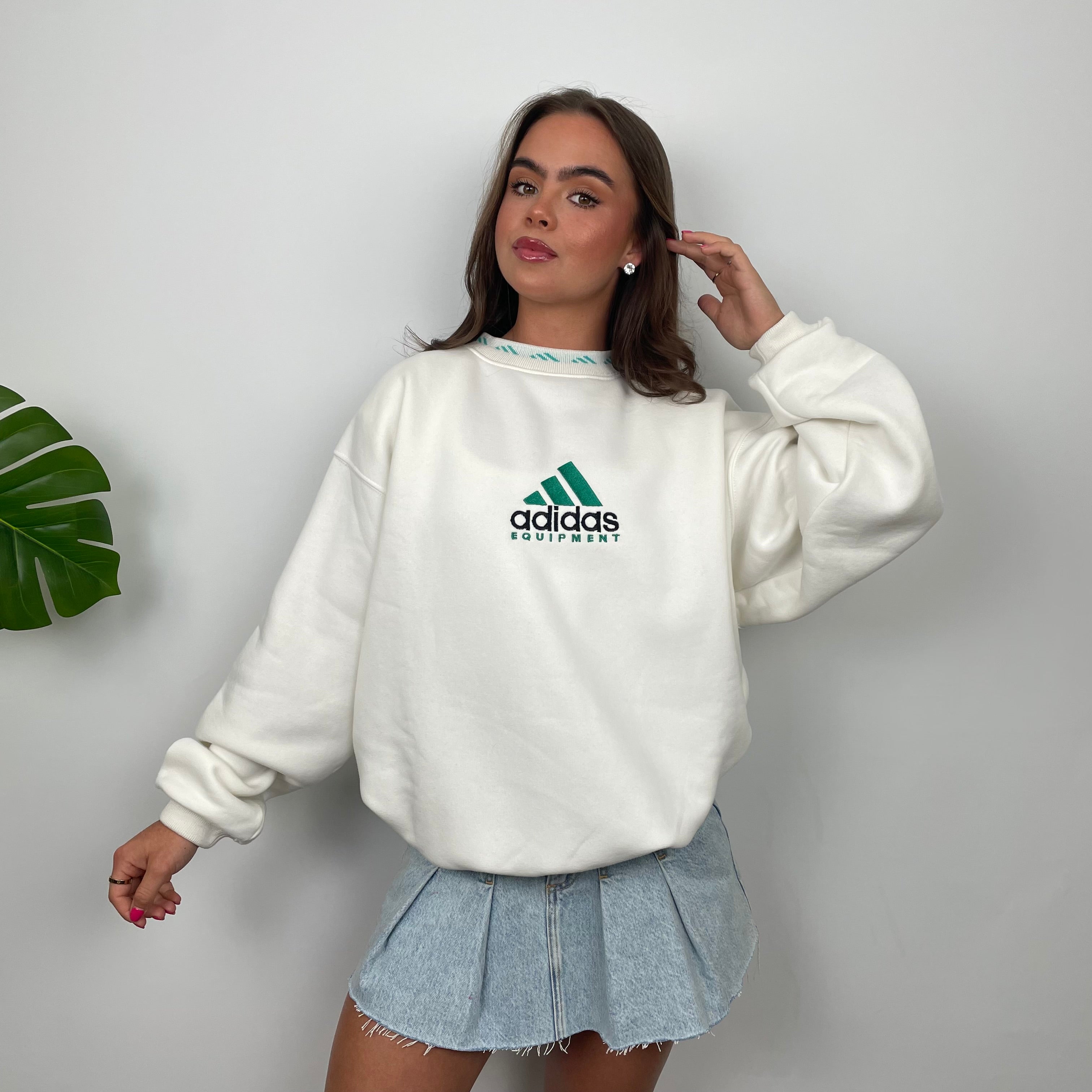 Adidas Equipment White Embroidered Spell Out Sweatshirt (M)