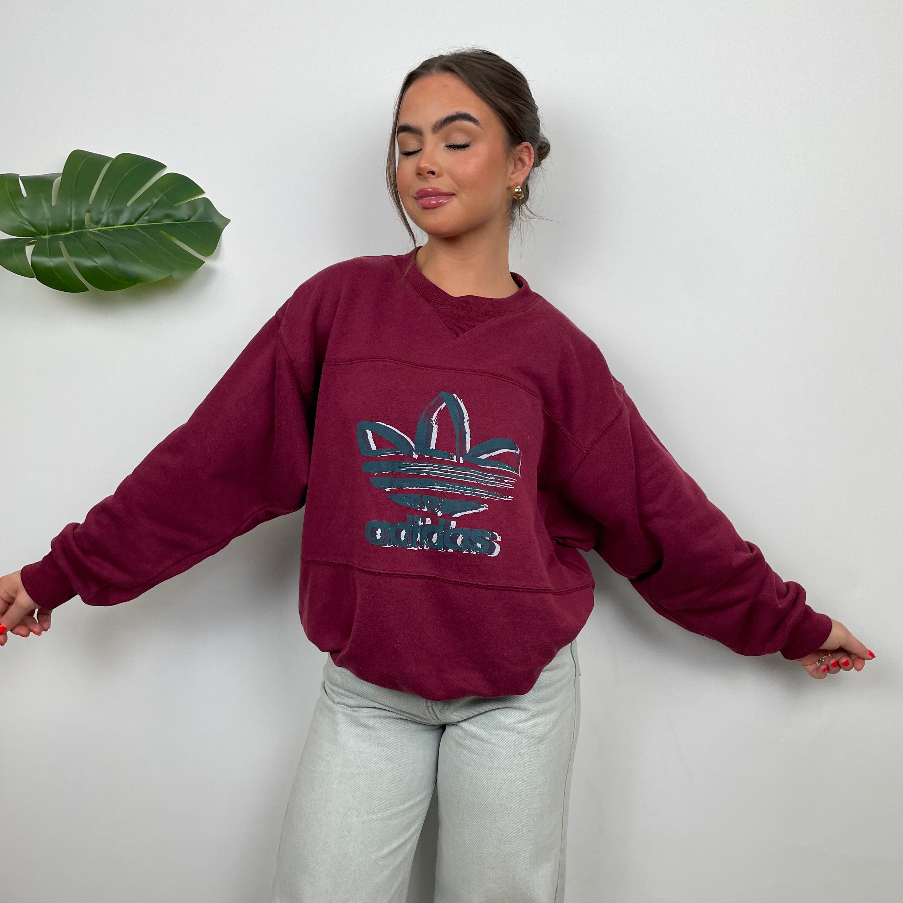 Adidas Maroon Spell Out Sweatshirt (M)