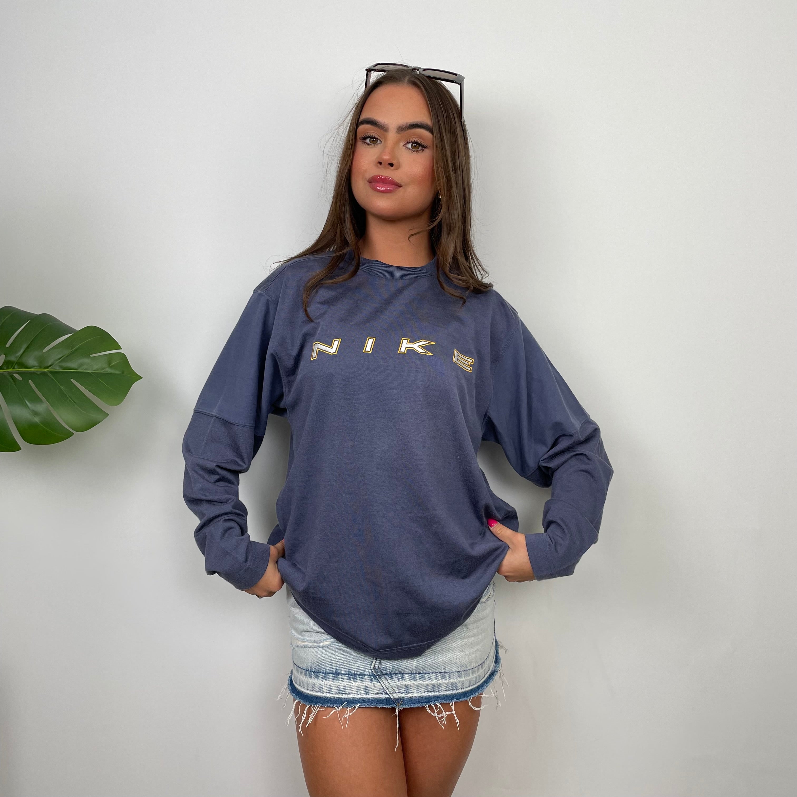 Nike Navy Embroidered Spell Out Sweatshirt (L)