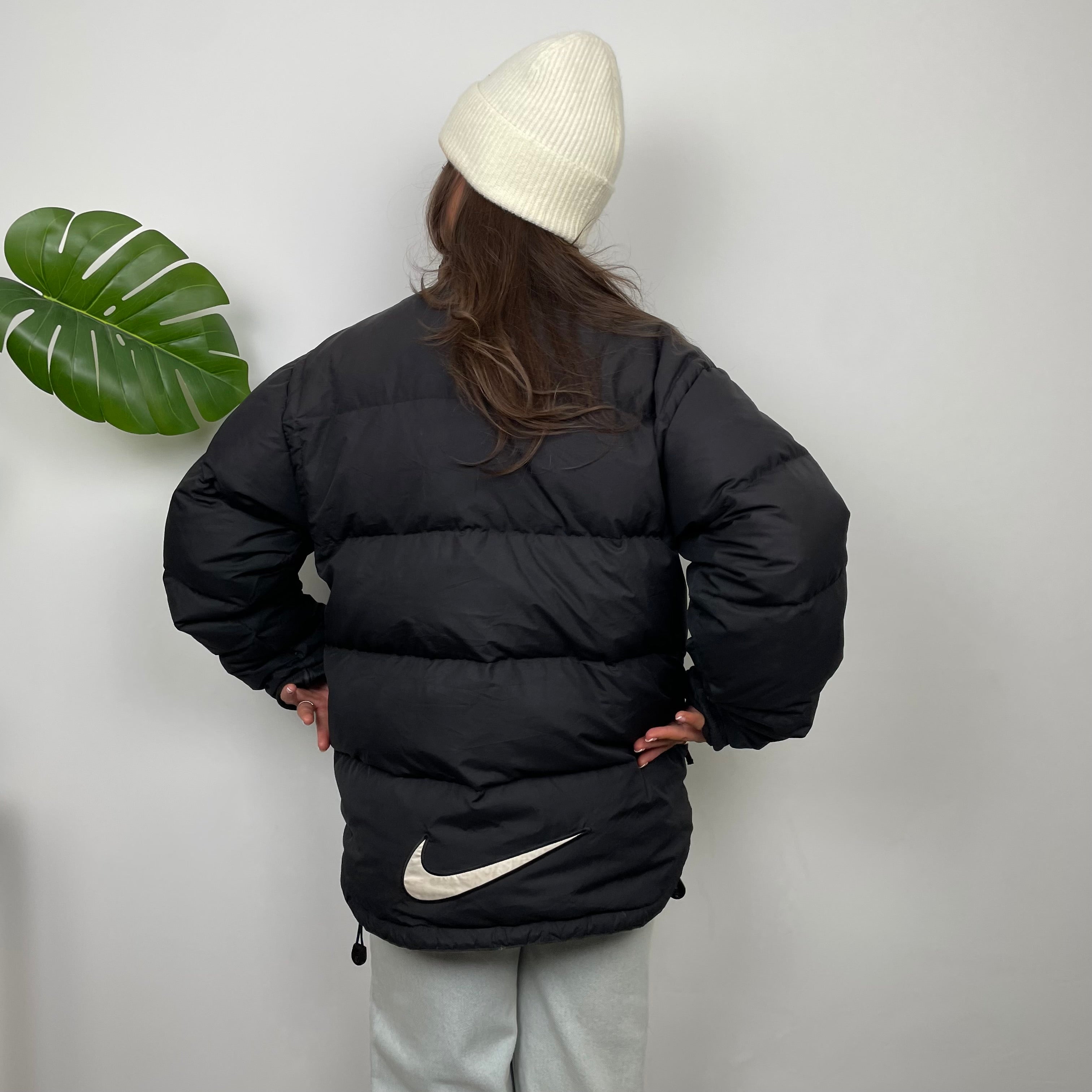 Nike Black Embroidered Swoosh Puffer Jacket (L)