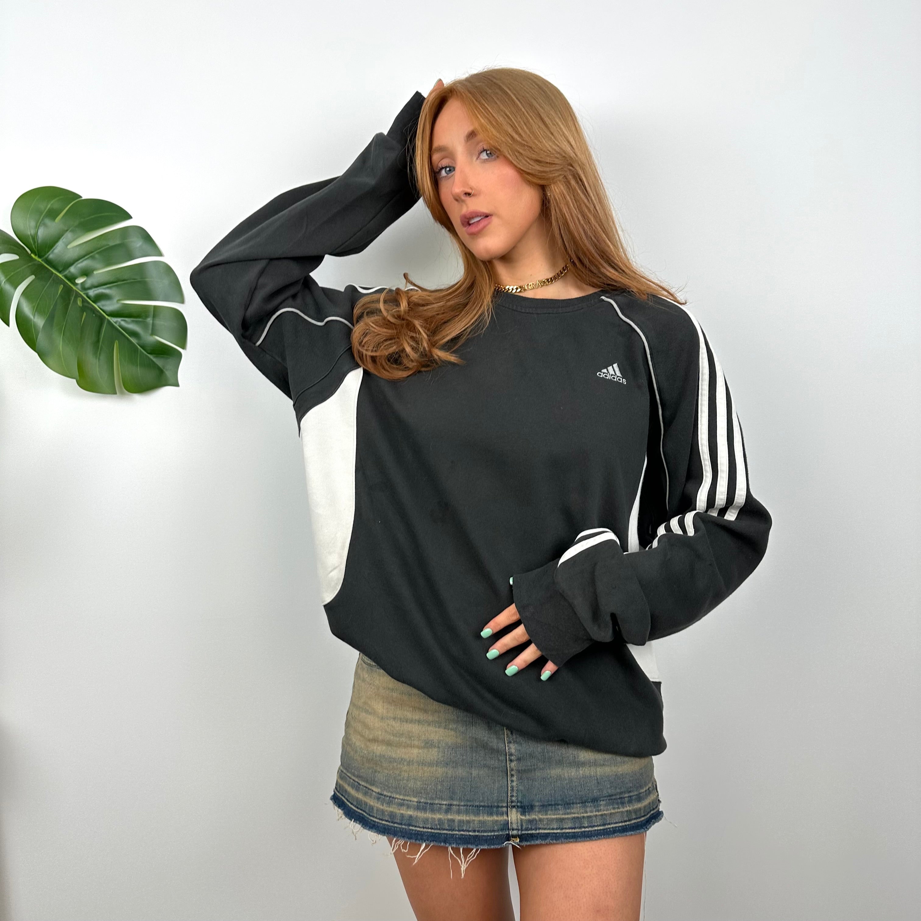 Adidas Black Embroidered Spell Out Sweatshirt (L)