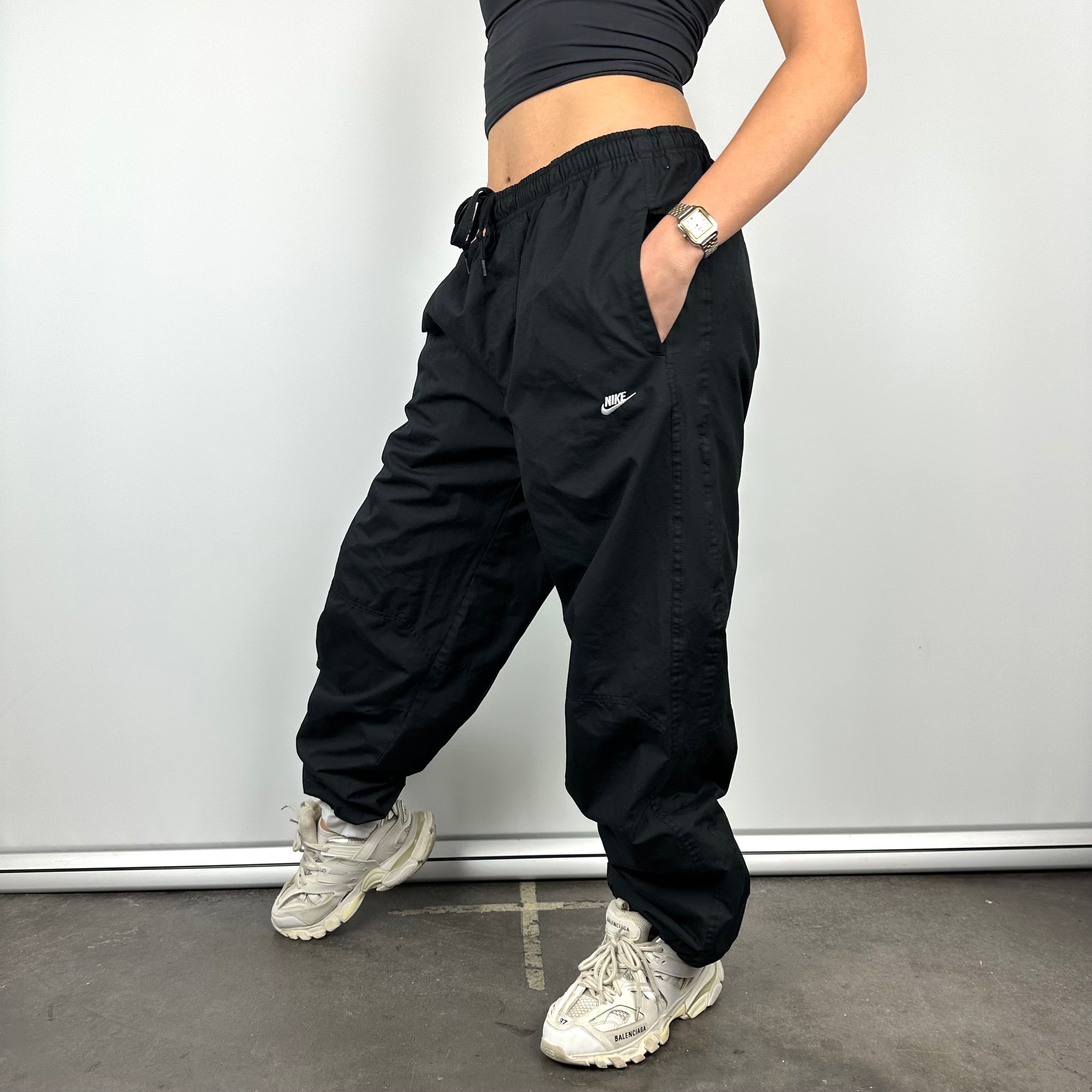 Nike Black Embroidered Spell Out Track Pants (L)