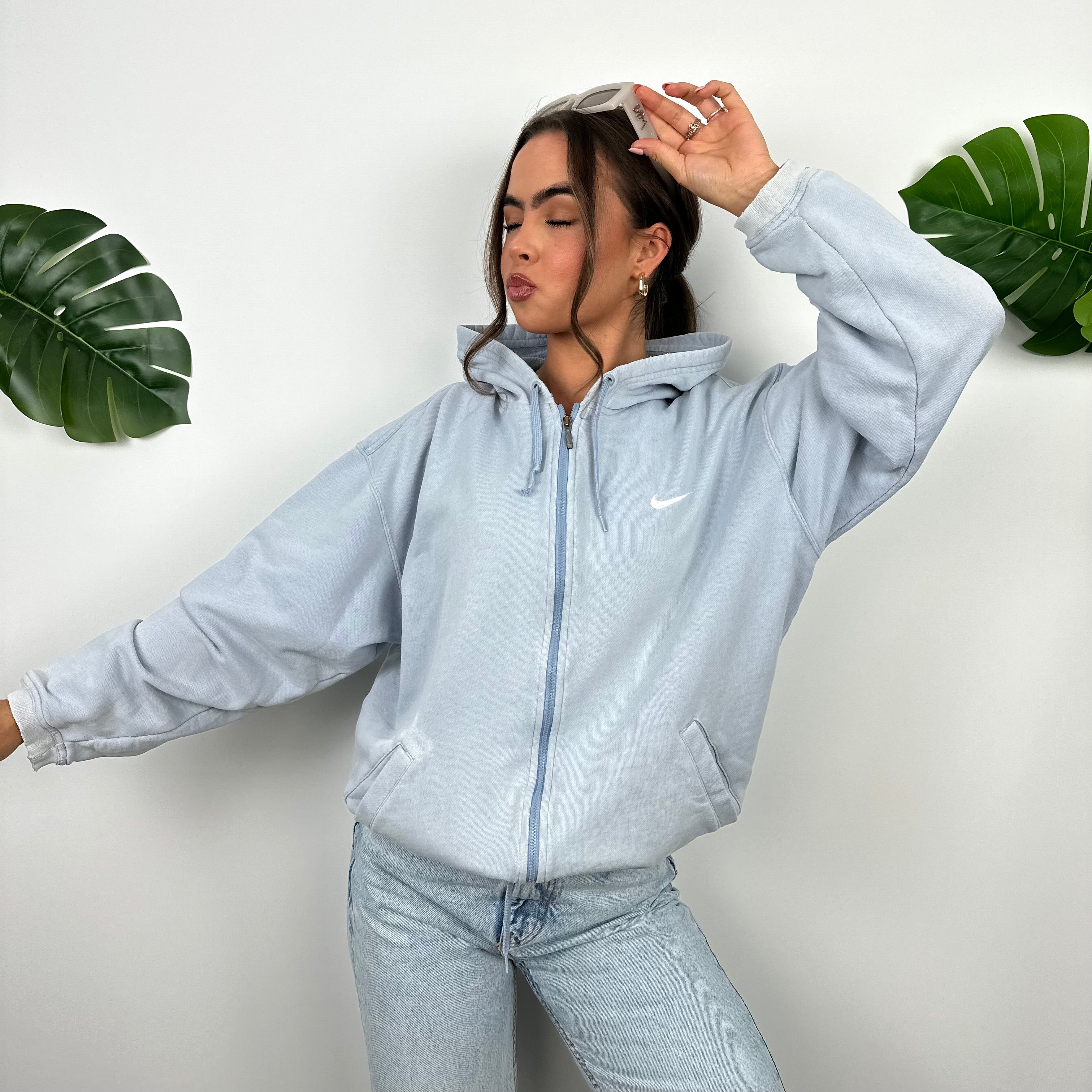 Nike Baby Blue Embroidered Swoosh Zip Up Jacket (M)