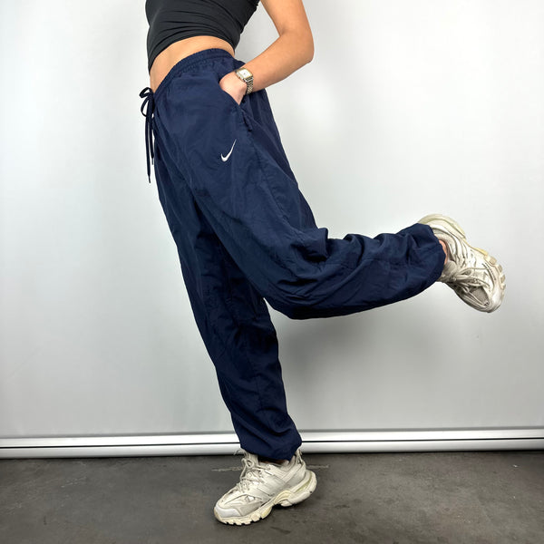 Nike Navy Embroidered Swoosh Track Pants (L)