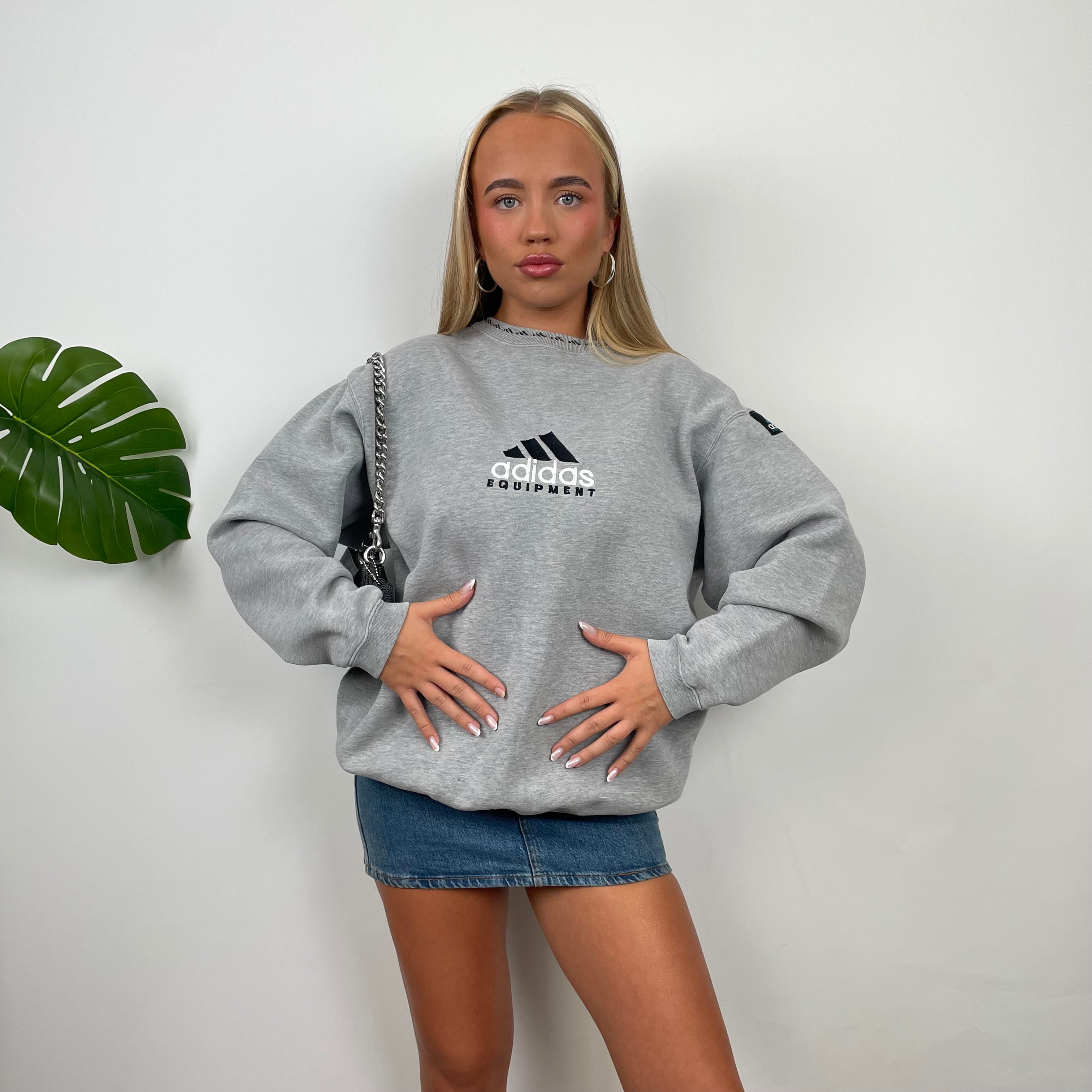 Adidas Equipment RARE Grey Embroidered Spell Out Sweatshirt (M)