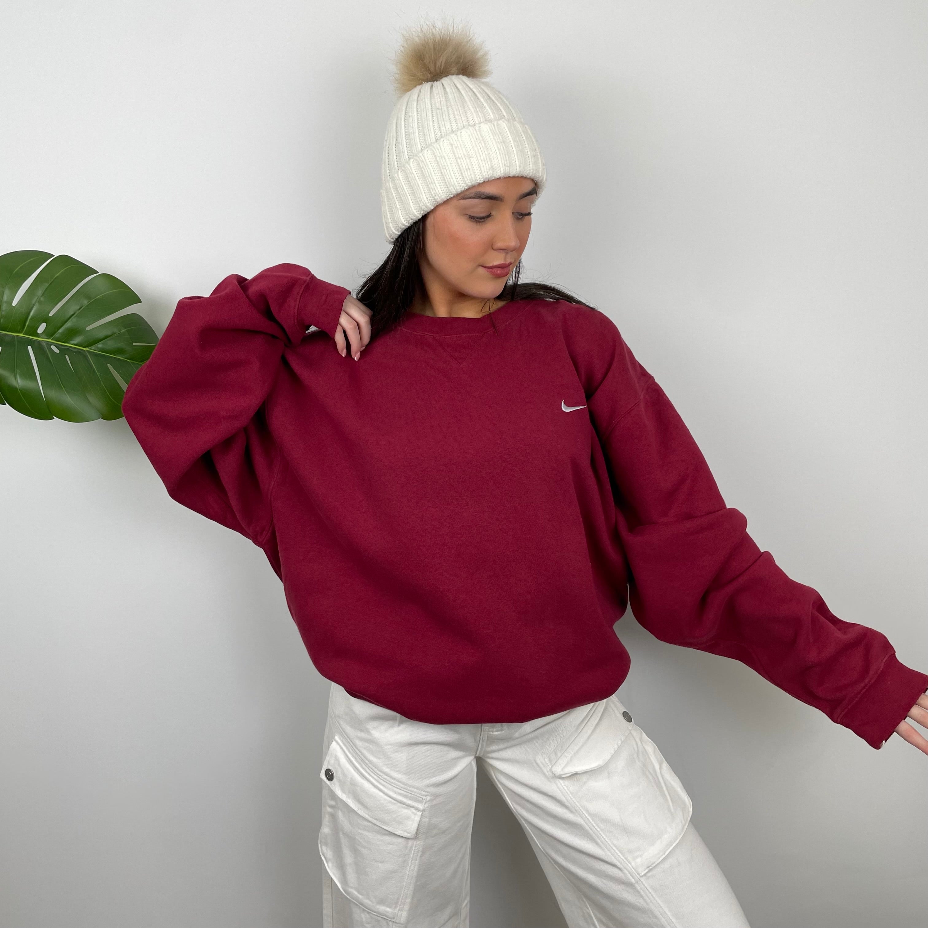 Nike Red Embroidered Swoosh Sweatshirt (XXL)