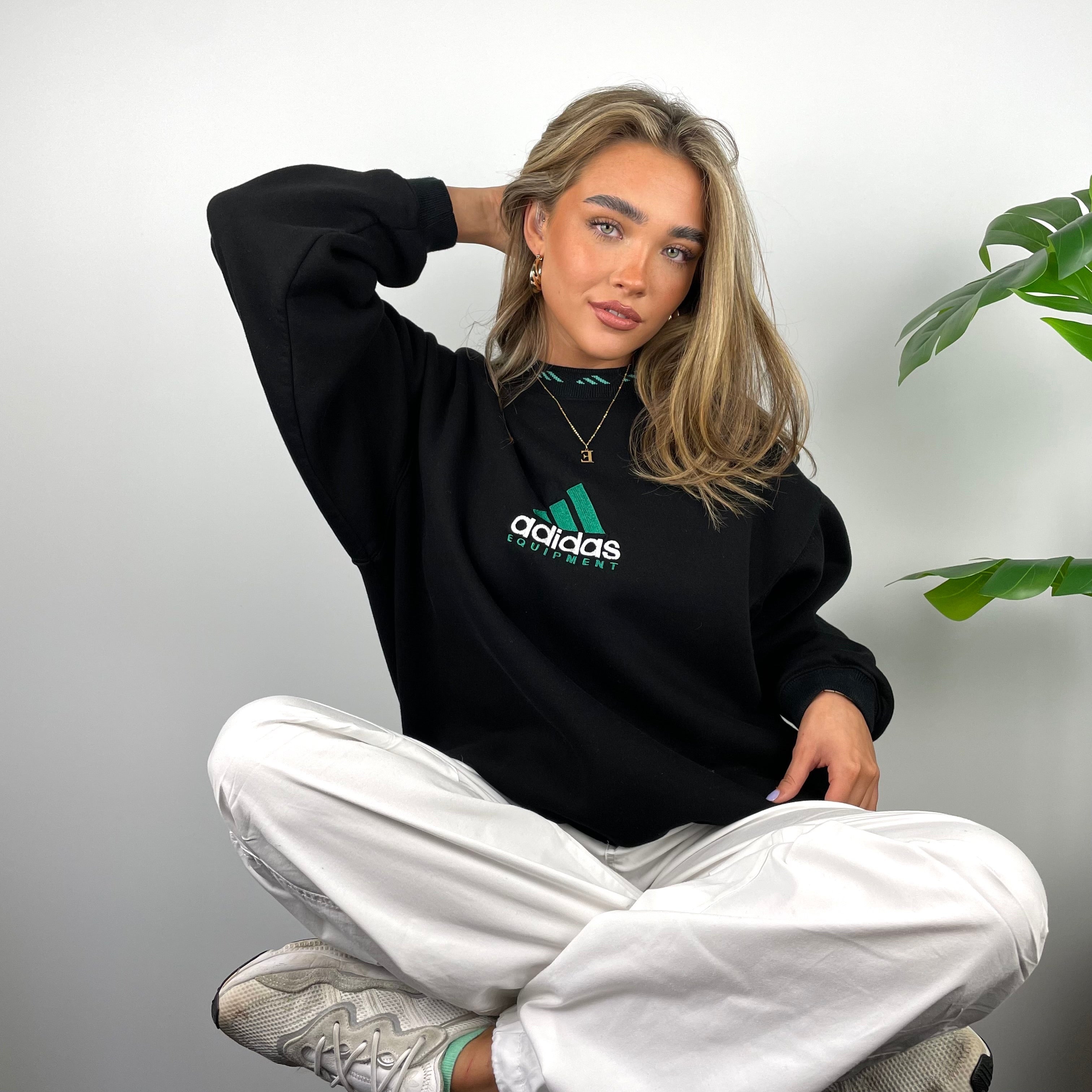 Adidas Equipment RARE Black Embroidered Spell Out Sweatshirt (L)