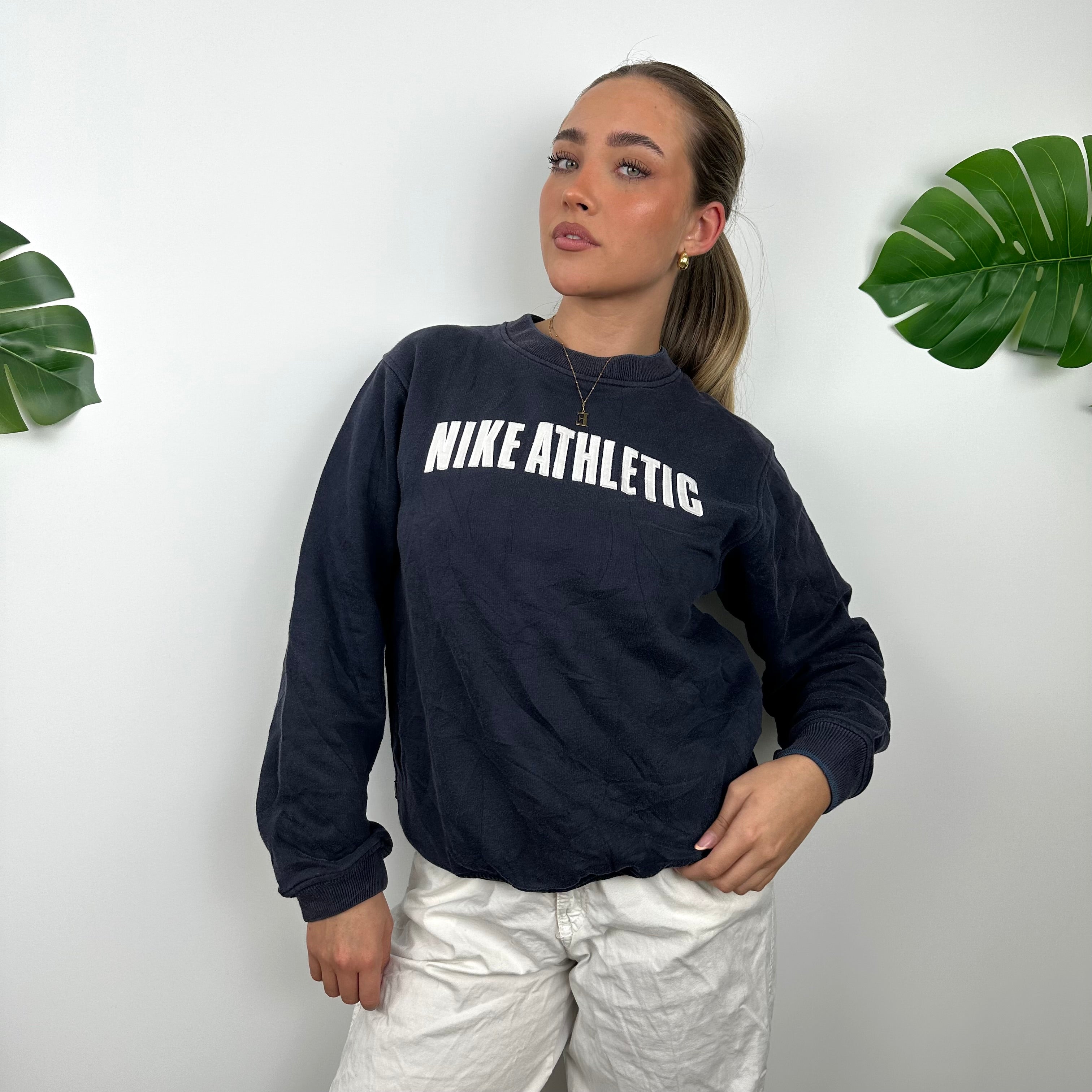 Nike Athletic Navy Embroidered Spell Out Sweatshirt (S)