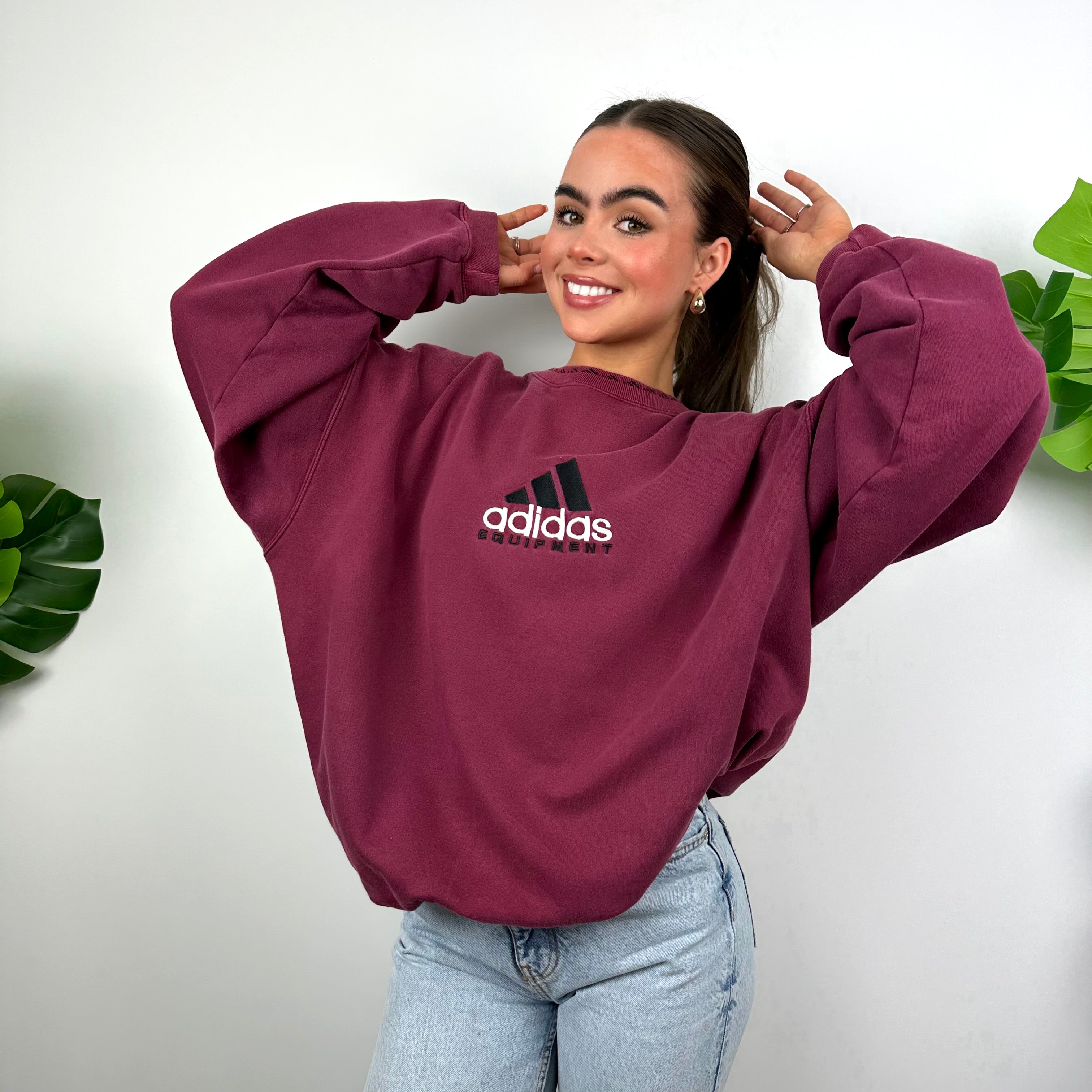 Adidas Equipment Maroon Embroidered Spell Out Sweatshirt (L)