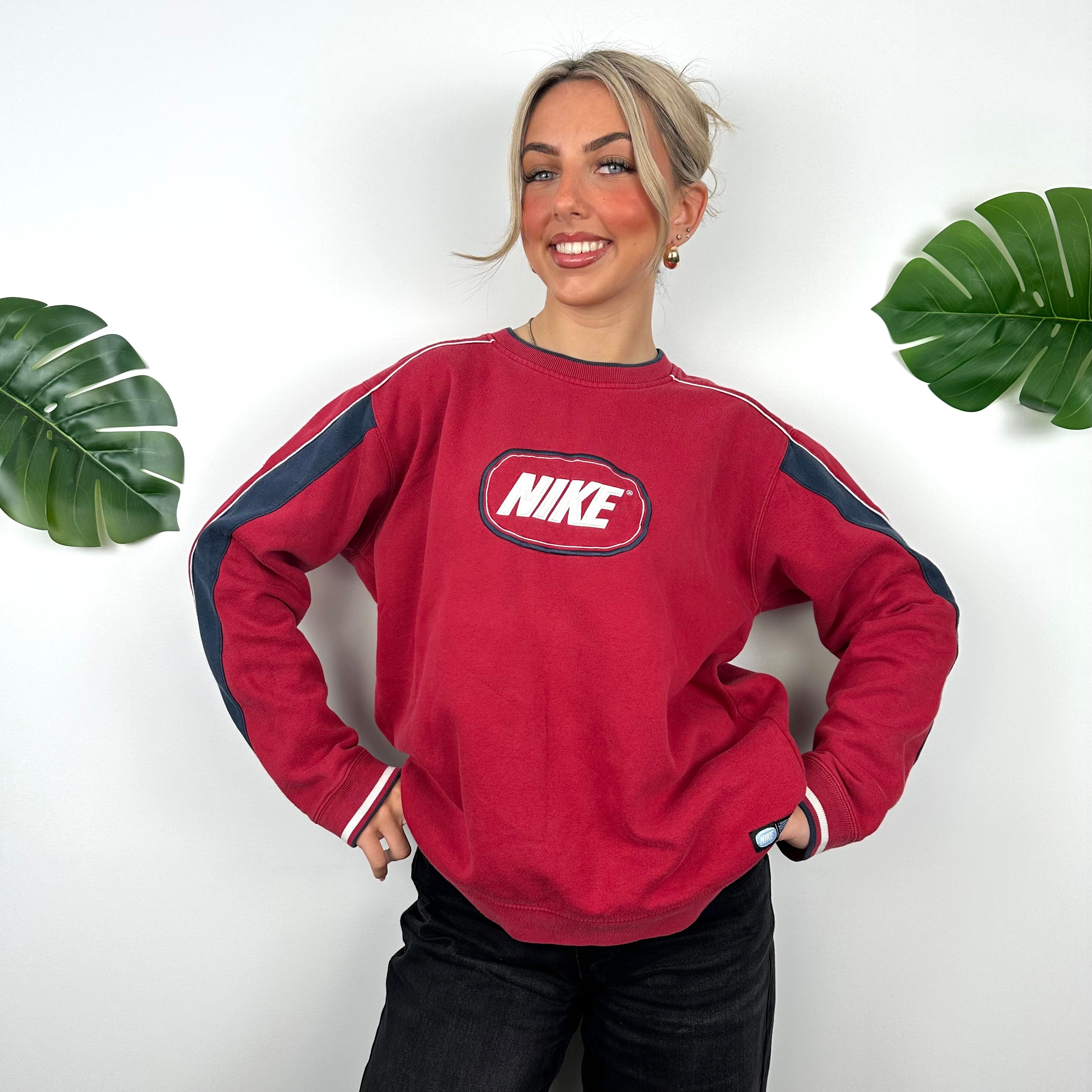 Nike Red Embroidered Spell Out Sweatshirt (M)