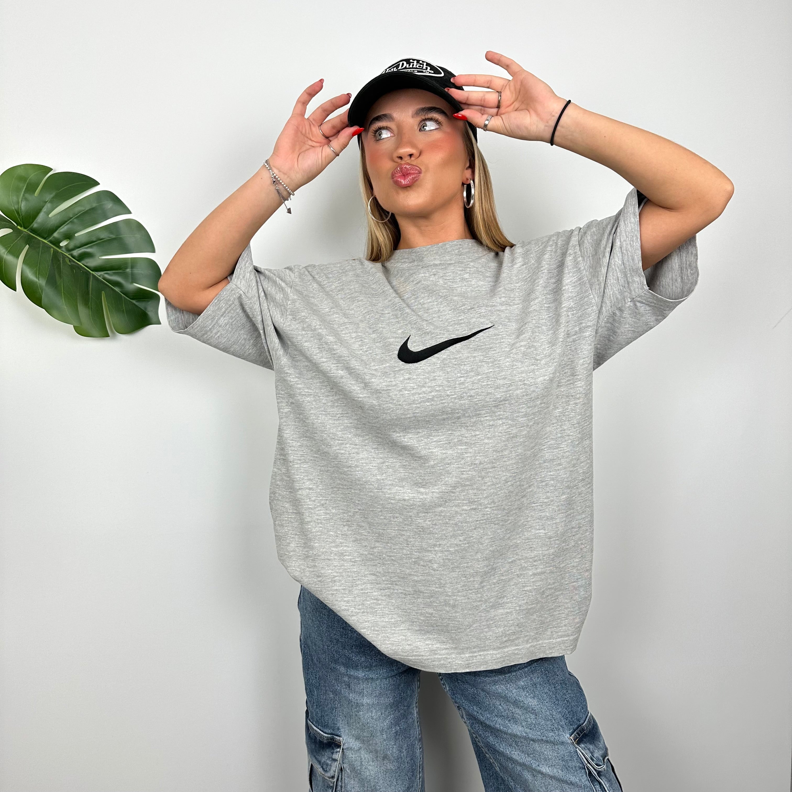 Nike Grey Embroidered Swoosh T Shirt (M)