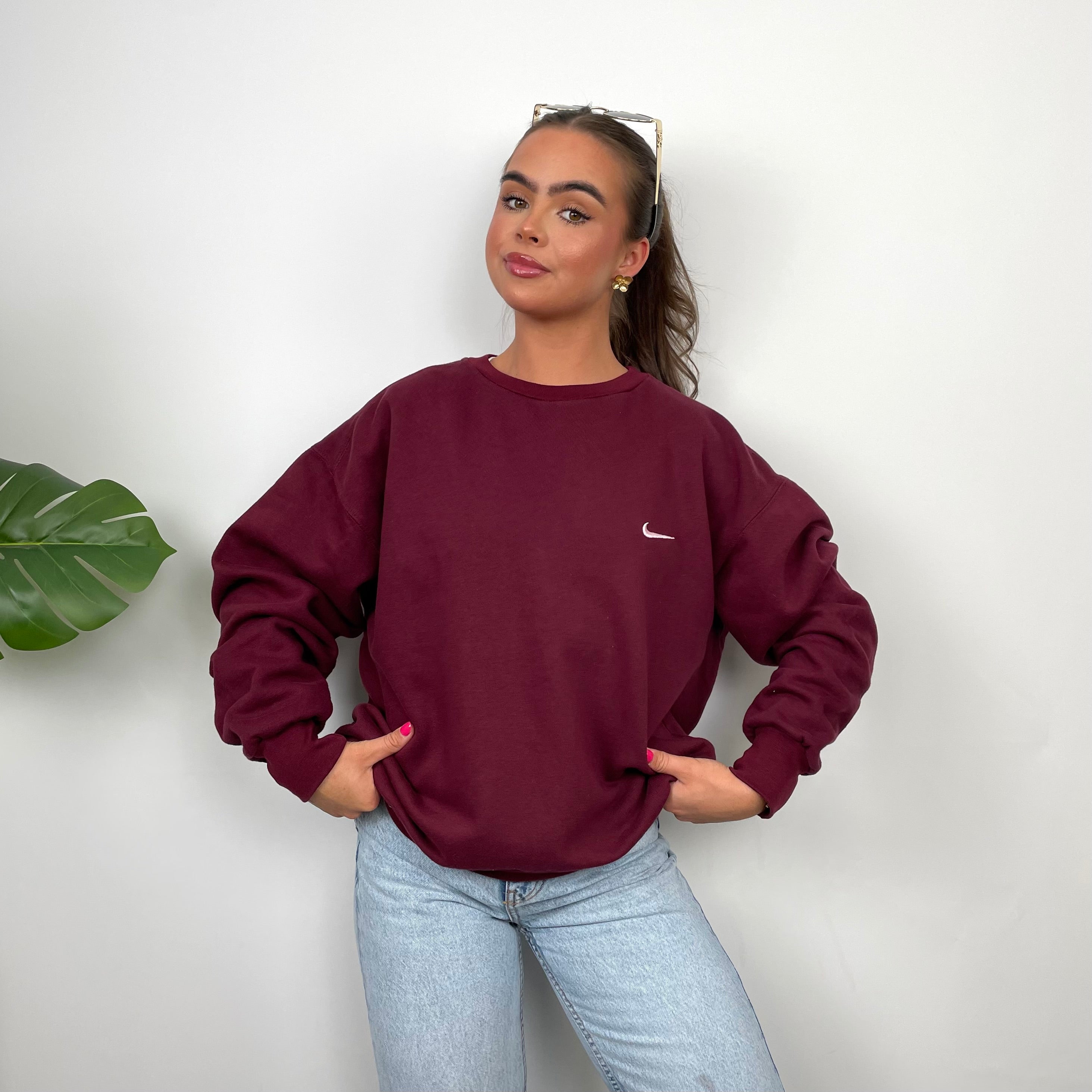 Nike Maroon Embroidered Swoosh Sweatshirt (M)