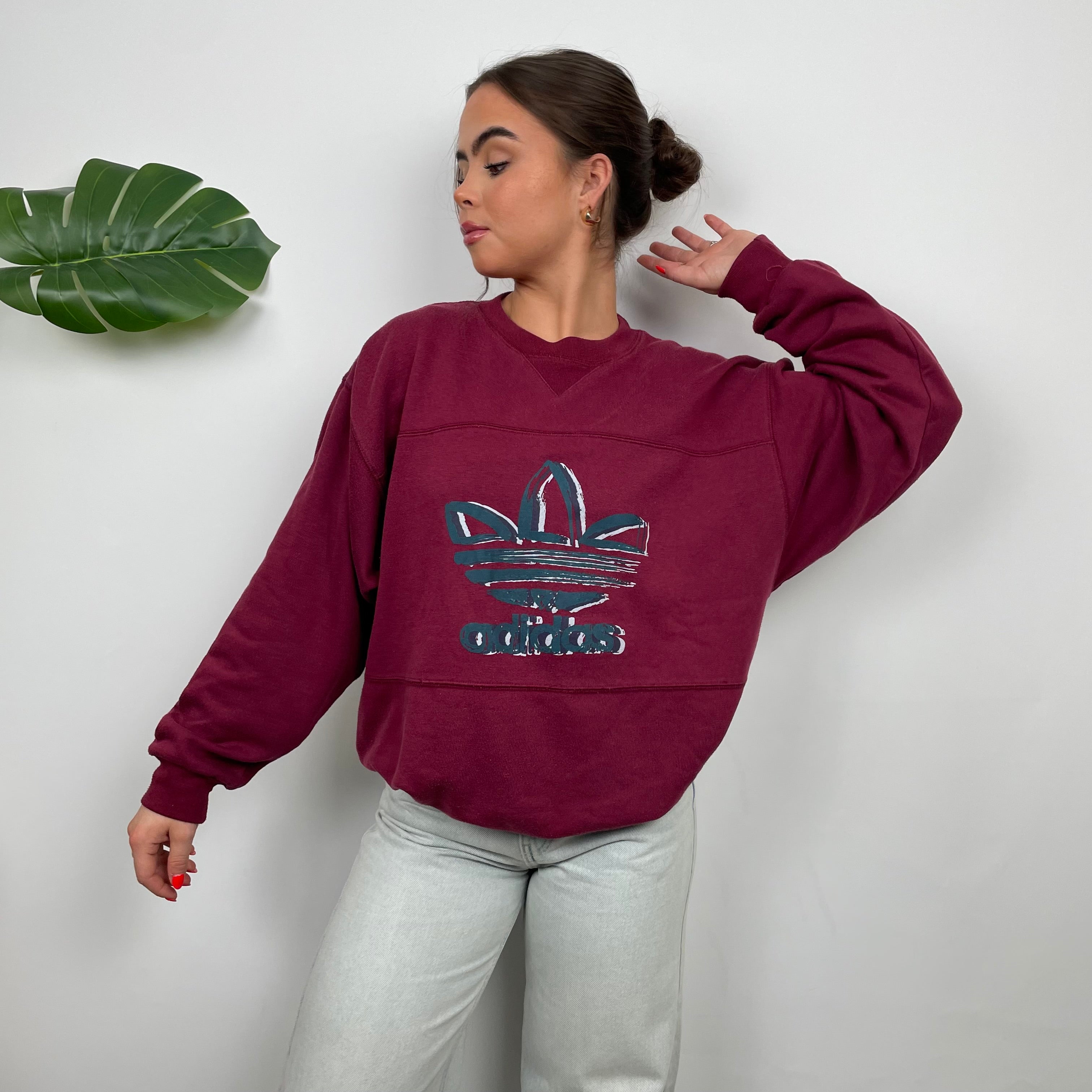 Adidas Maroon Spell Out Sweatshirt (M)