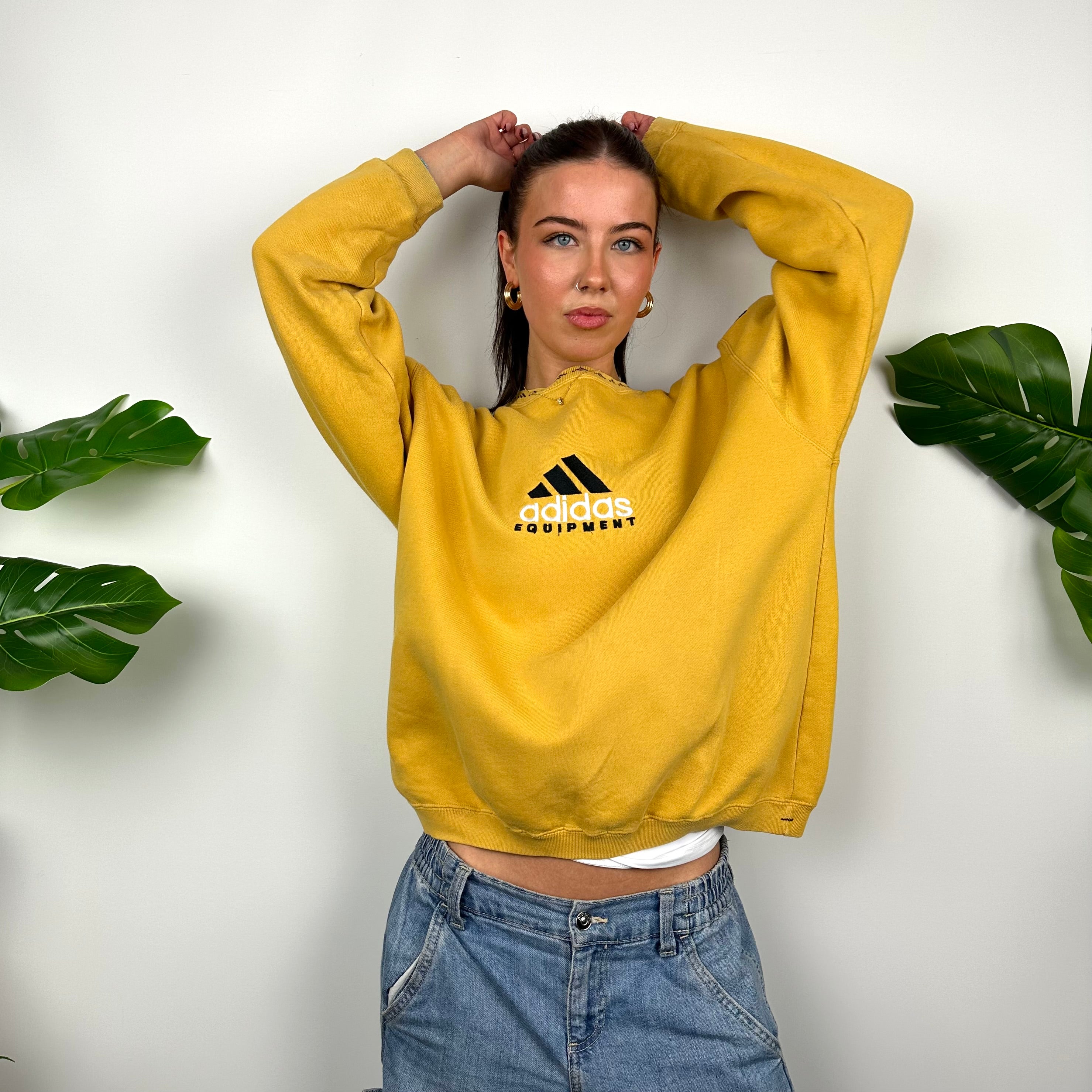 Adidas Equipment Yellow Embroidered Spell Out Sweatshirt (M)