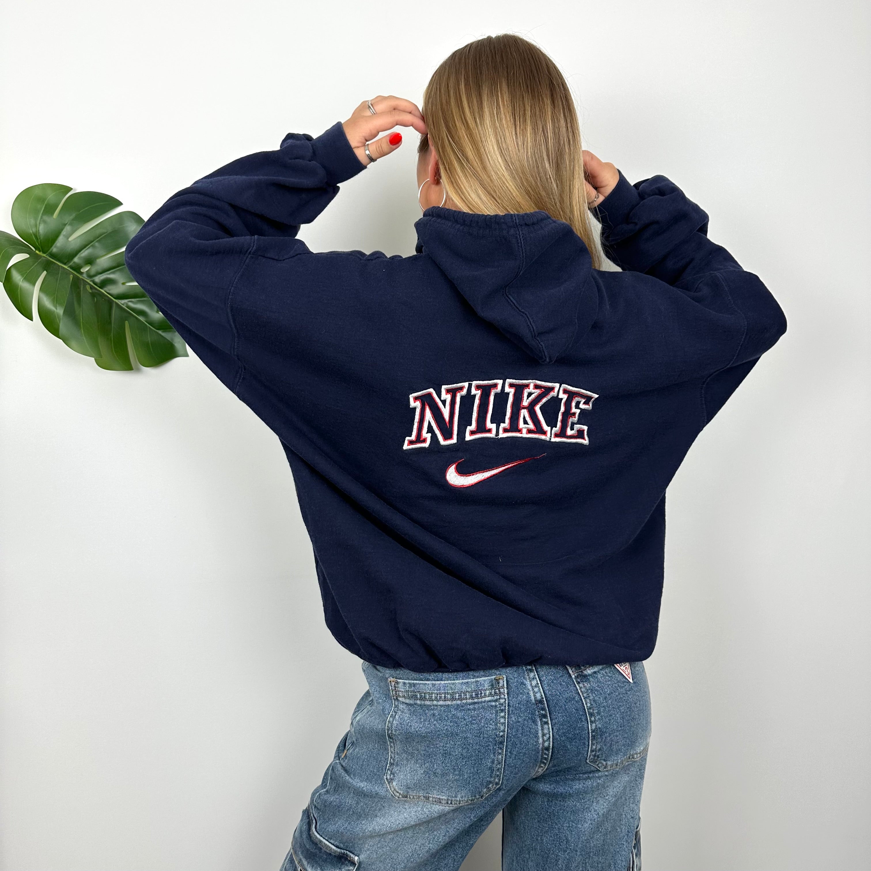 Nike Navy Embroidered Spell Out Hoodie (L)