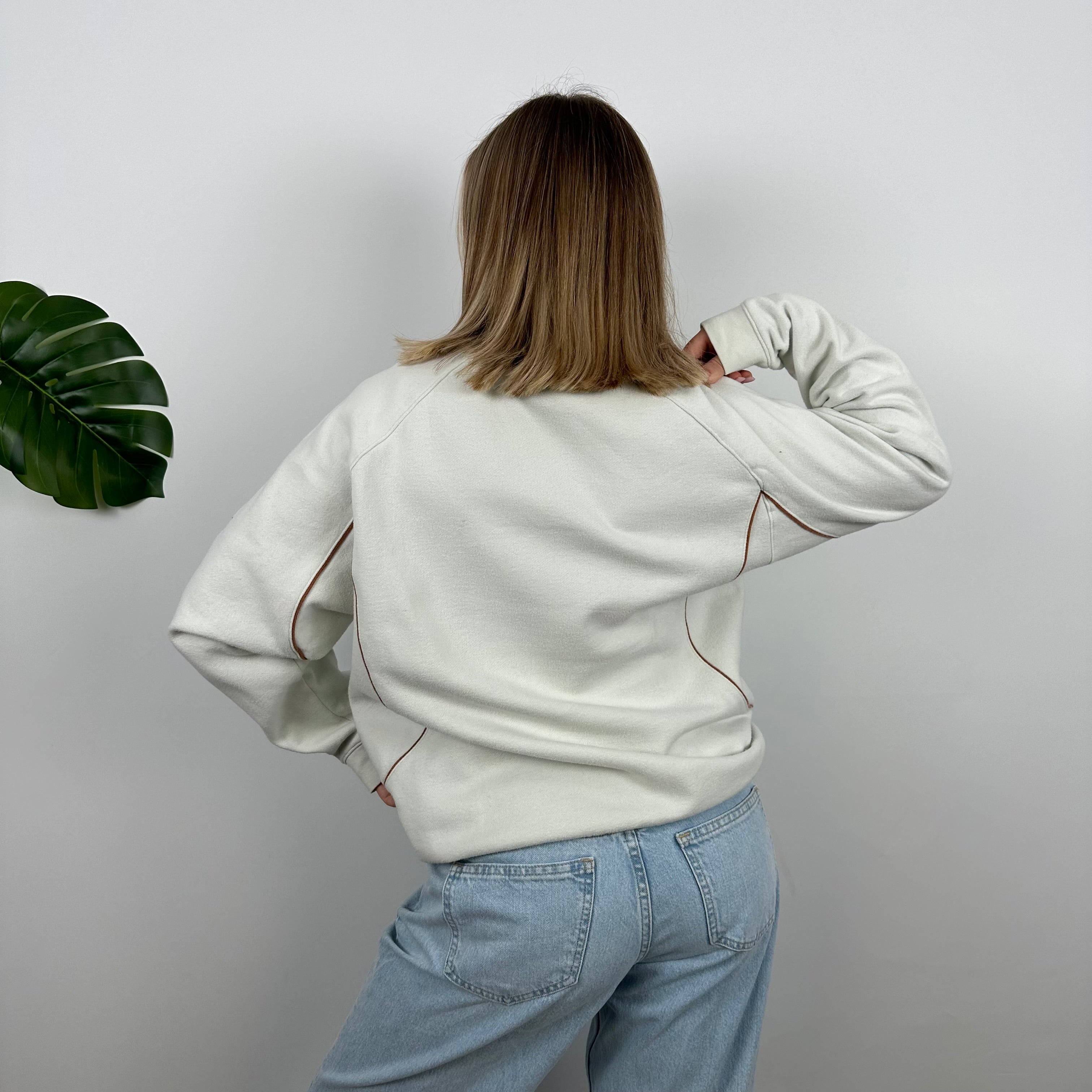 Nike White Embroidered Swoosh Sweatshirt (M)