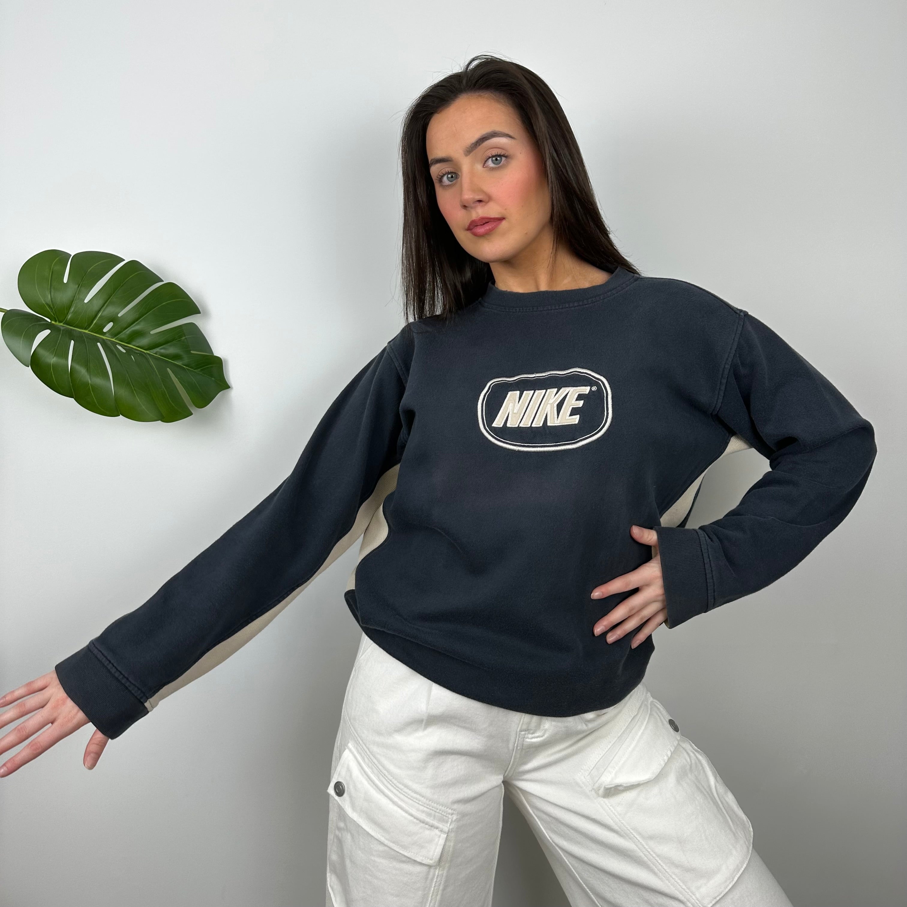 Nike Navy Embroidered Spell Out Sweatshirt (M)