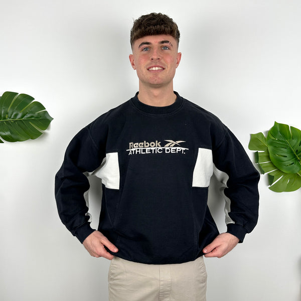 Reebok Navy Embroidered Spell Out Sweatshirt (L)