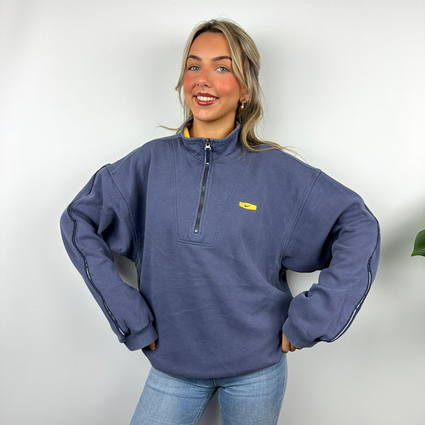 Nike Blue Embroidered Swoosh Quarter Zip Sweatshirt (L)