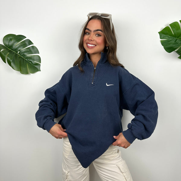 Nike Navy Embroidered Swoosh Quarter Zip (M)