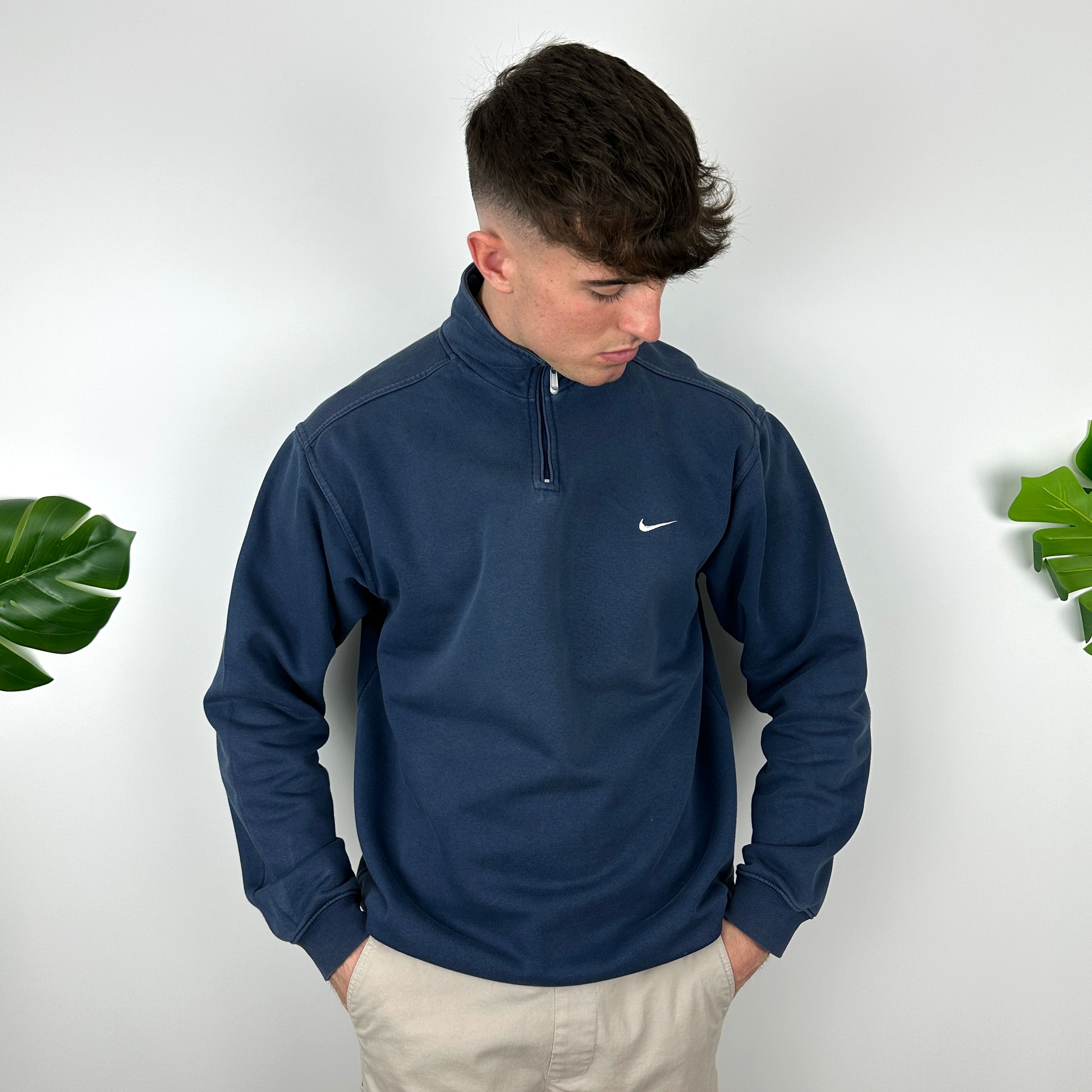 Nike Navy Embroidered Swoosh Quarter Zip (M)