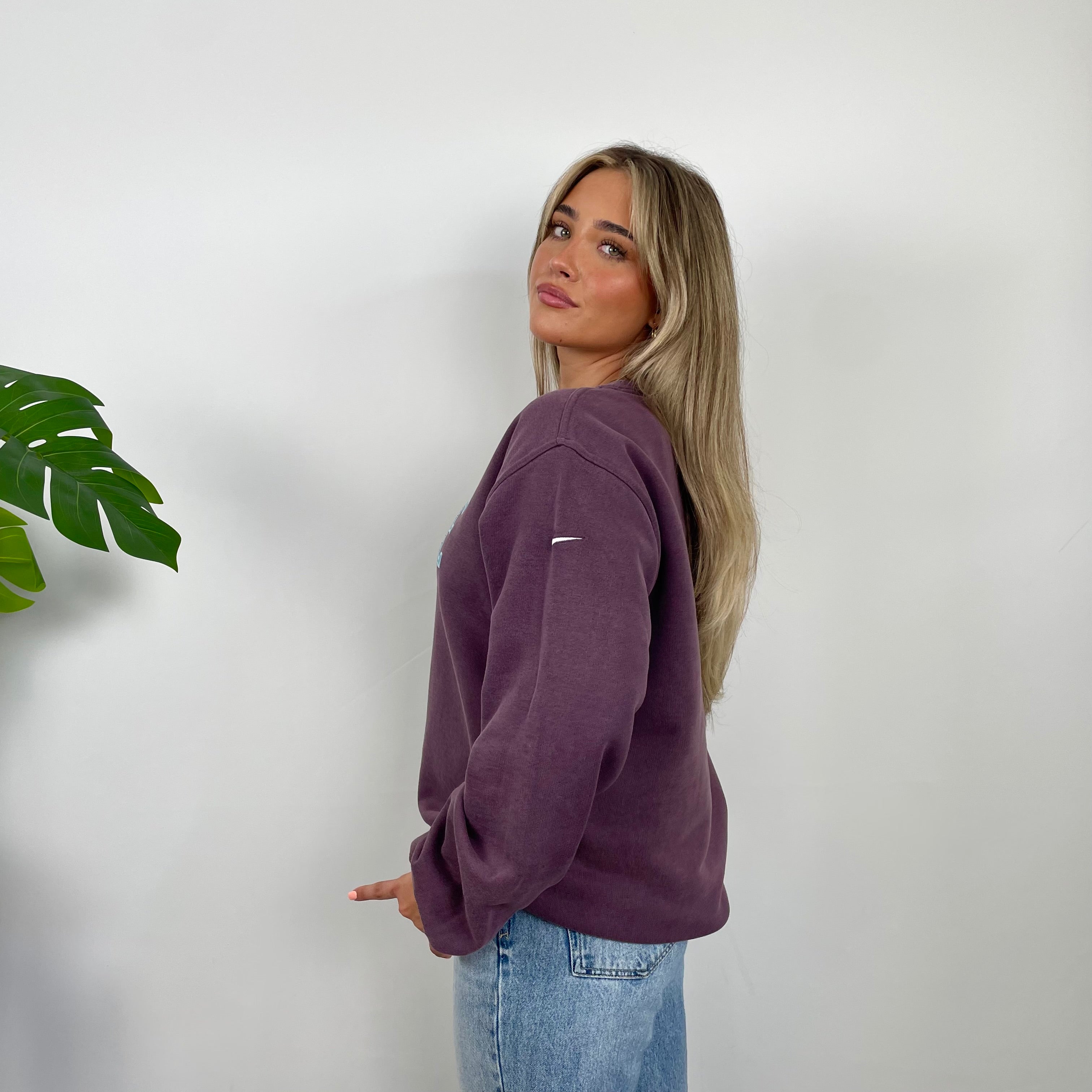 Nike Purple Embroidered Spell Out Sweatshirt (L)