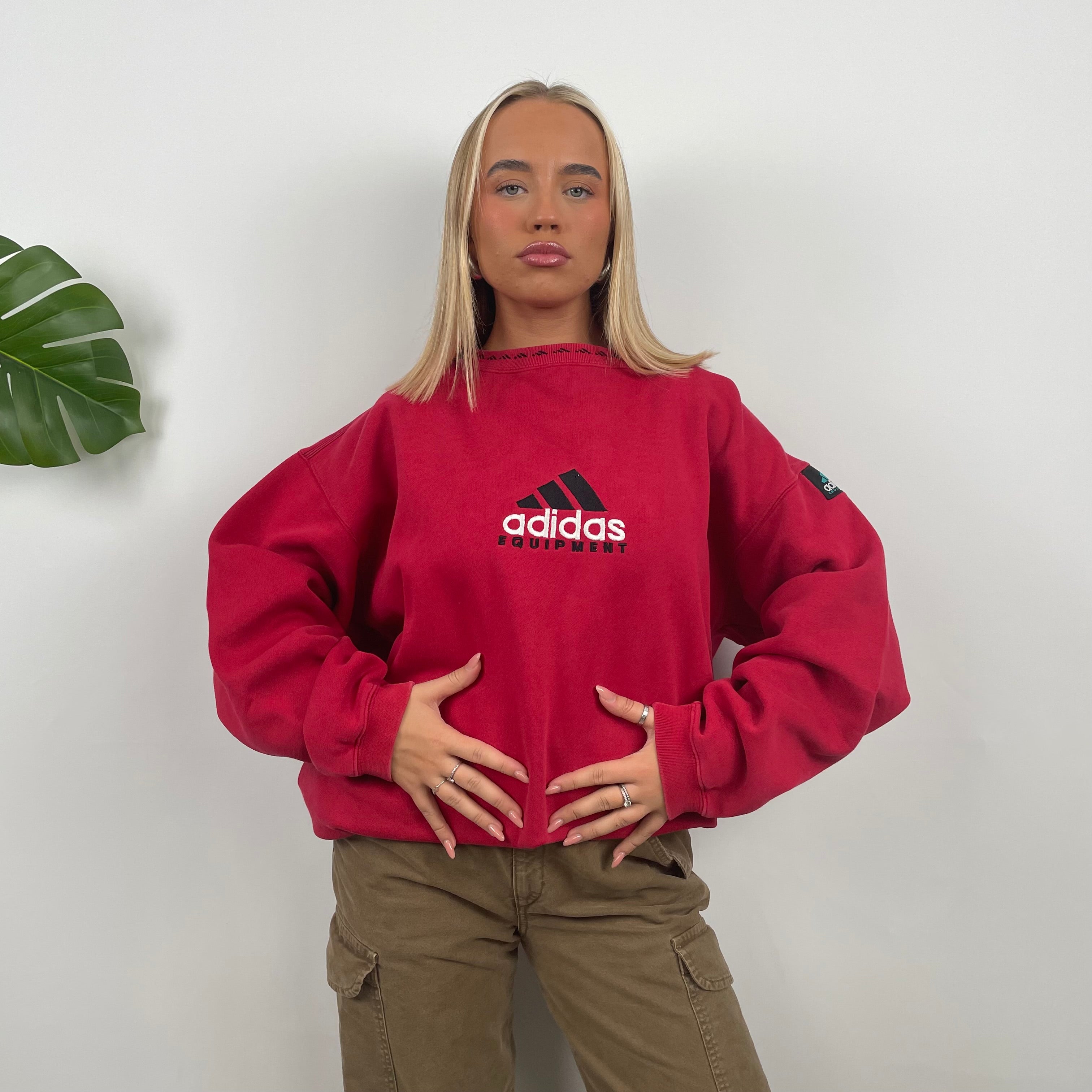 Adidas Equipment RARE Red Embroidered Spell Out Sweatshirt (XL)