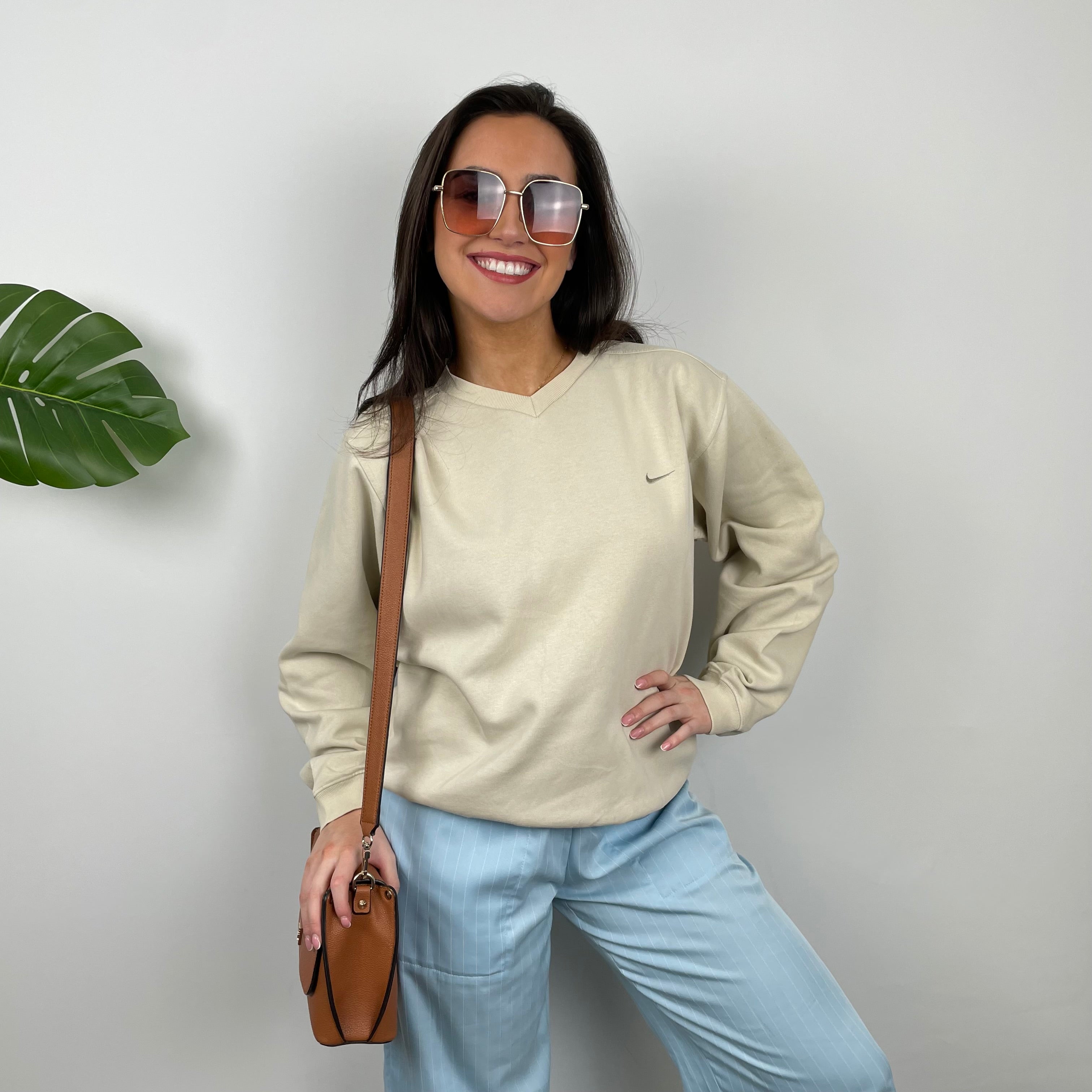 Nike Cream Embroidered Swoosh Sweatshirt (S)