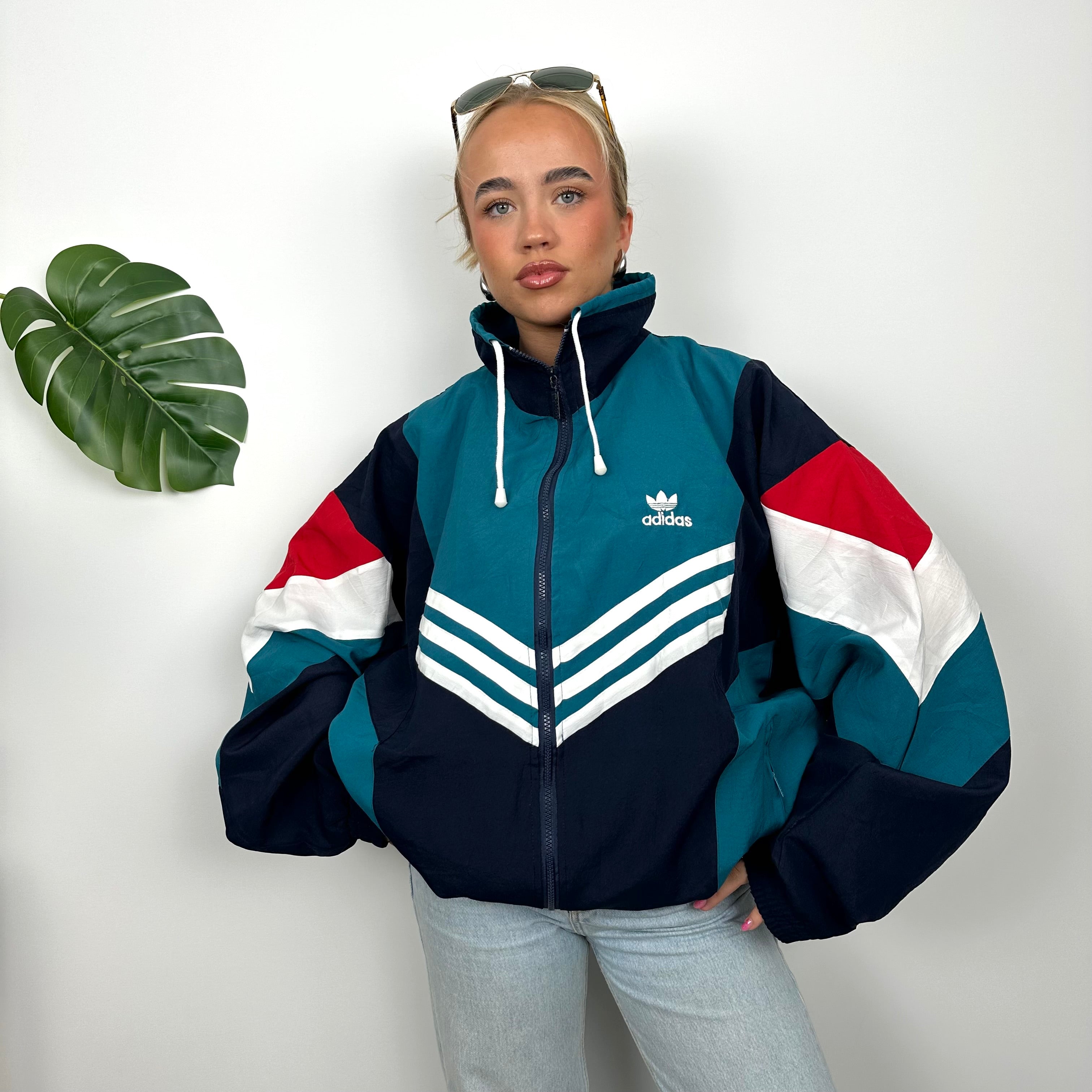 Adidas RARE Colour Block Embroidered Spell Out Windbreaker Jacket (L)